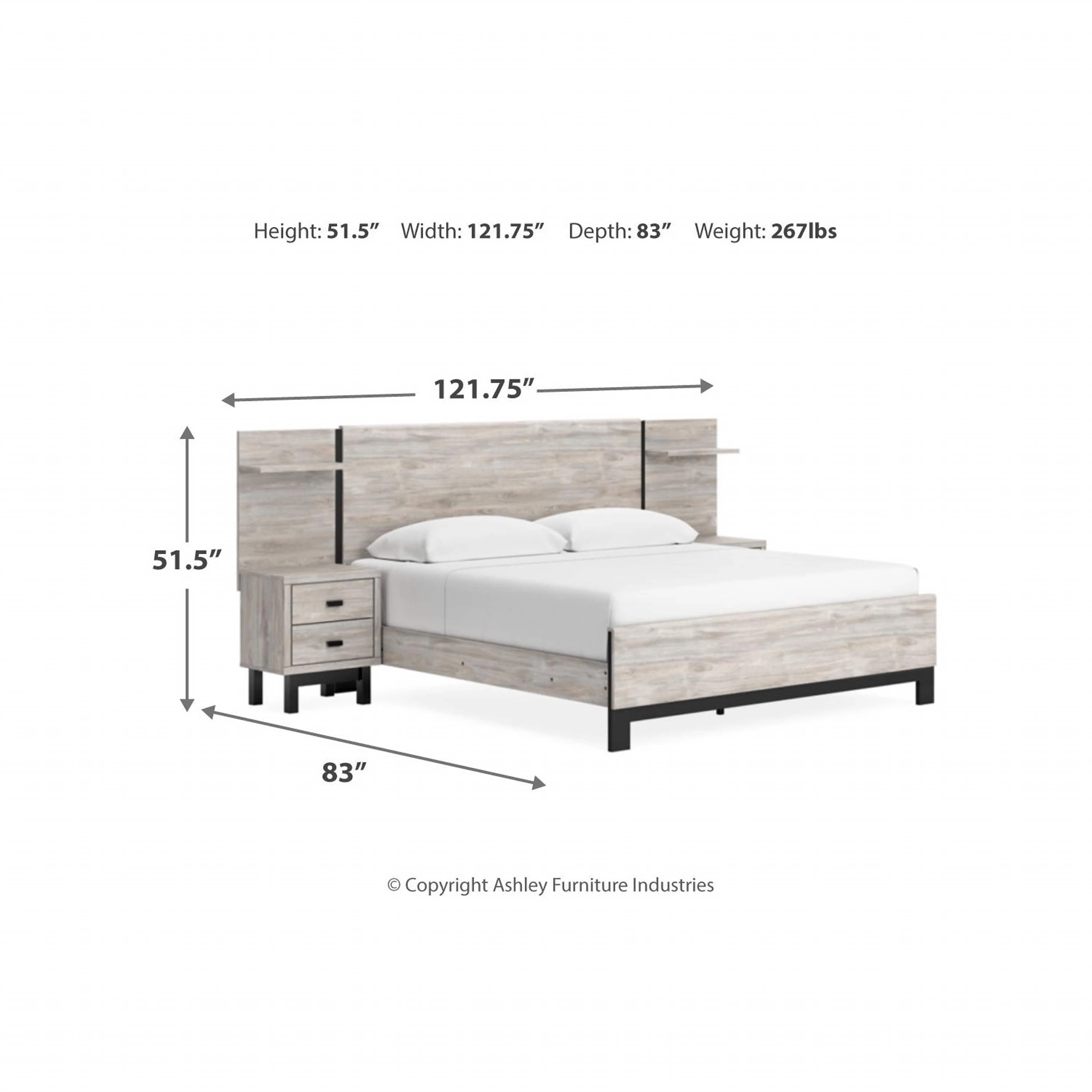 Vessalli Panel Bed with Nightstands - Gray - Image 11