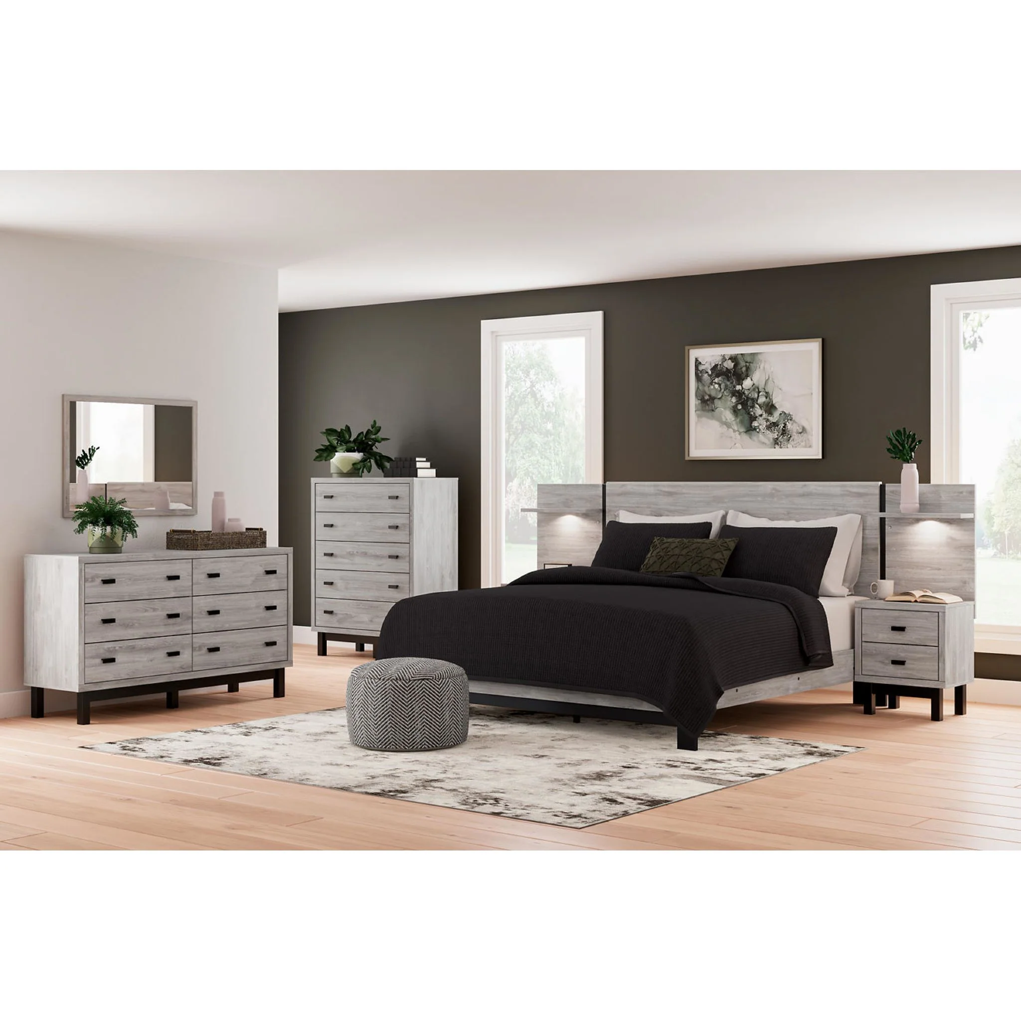 Vessalli Panel Bed with Nightstands - Gray - Image 13