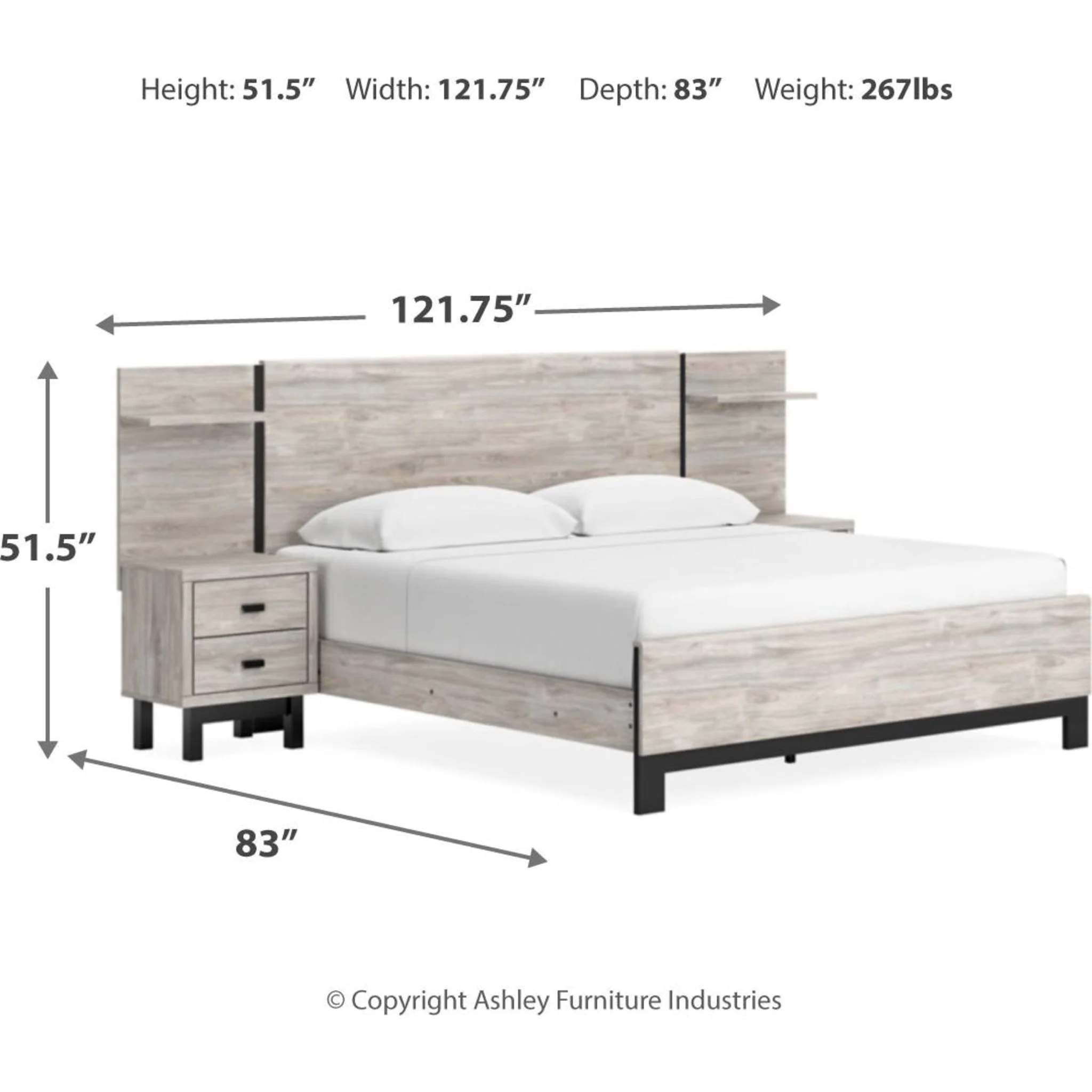 Vessalli Panel Bed with Nightstands - Gray - Image 15