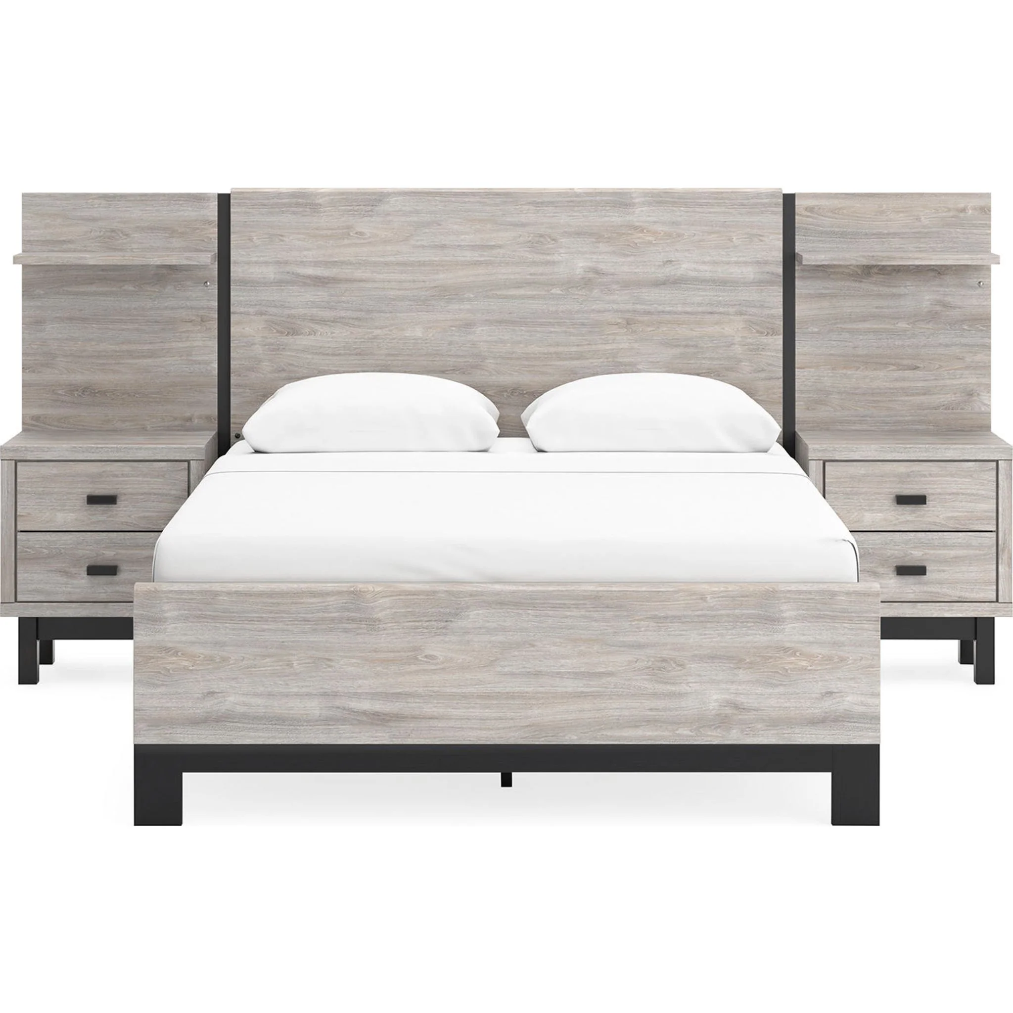 Vessalli Panel Bed with Nightstands - Gray - Image 2