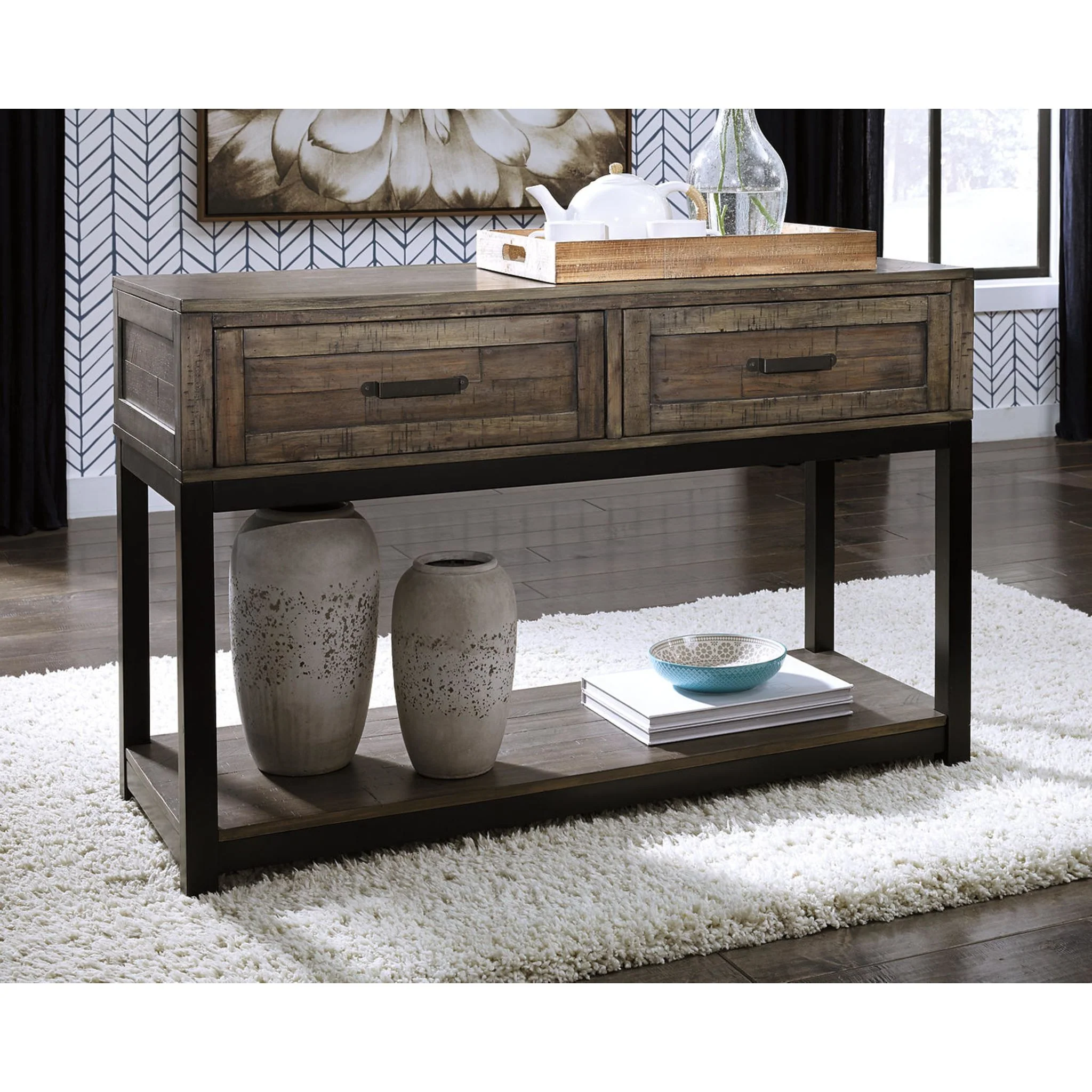 Villa Flora Sofa Table - Grayish Brown - Image 6