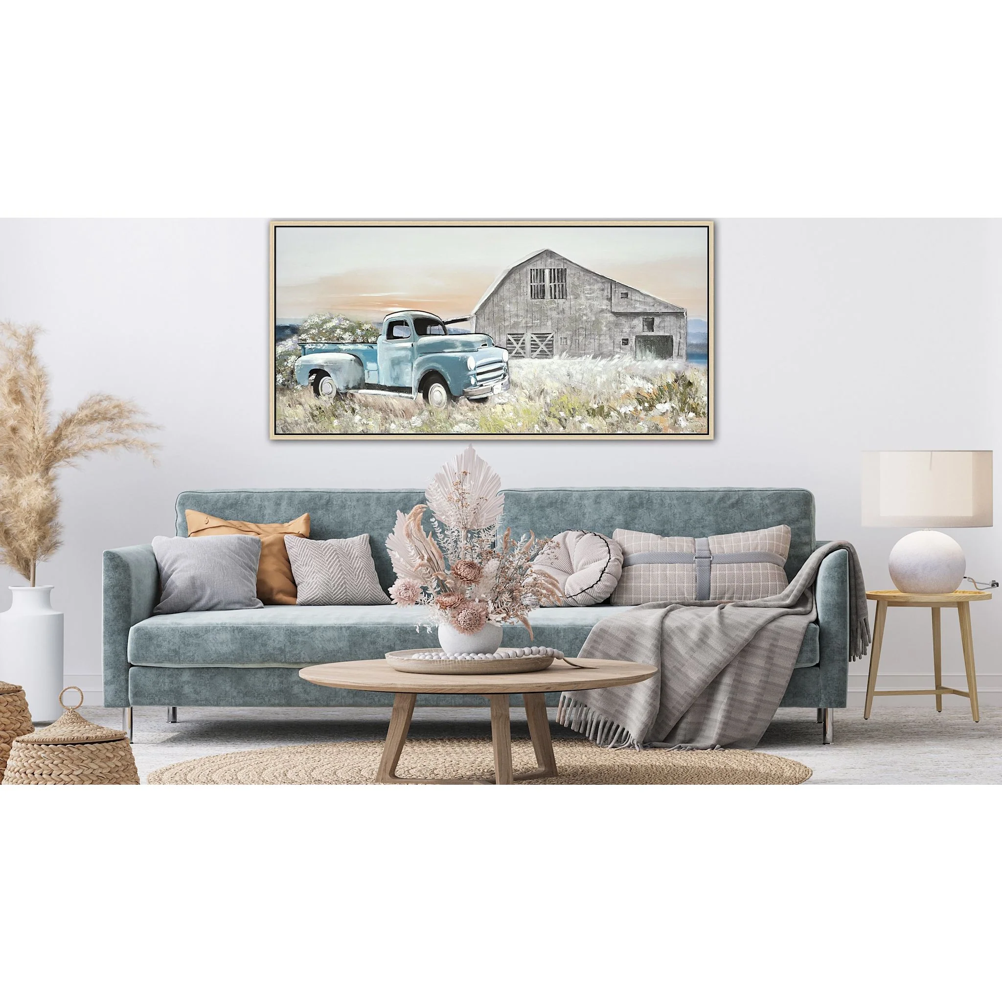 Vintage Blue Truck Wall Art 57.00" x 29.00" - Image 2