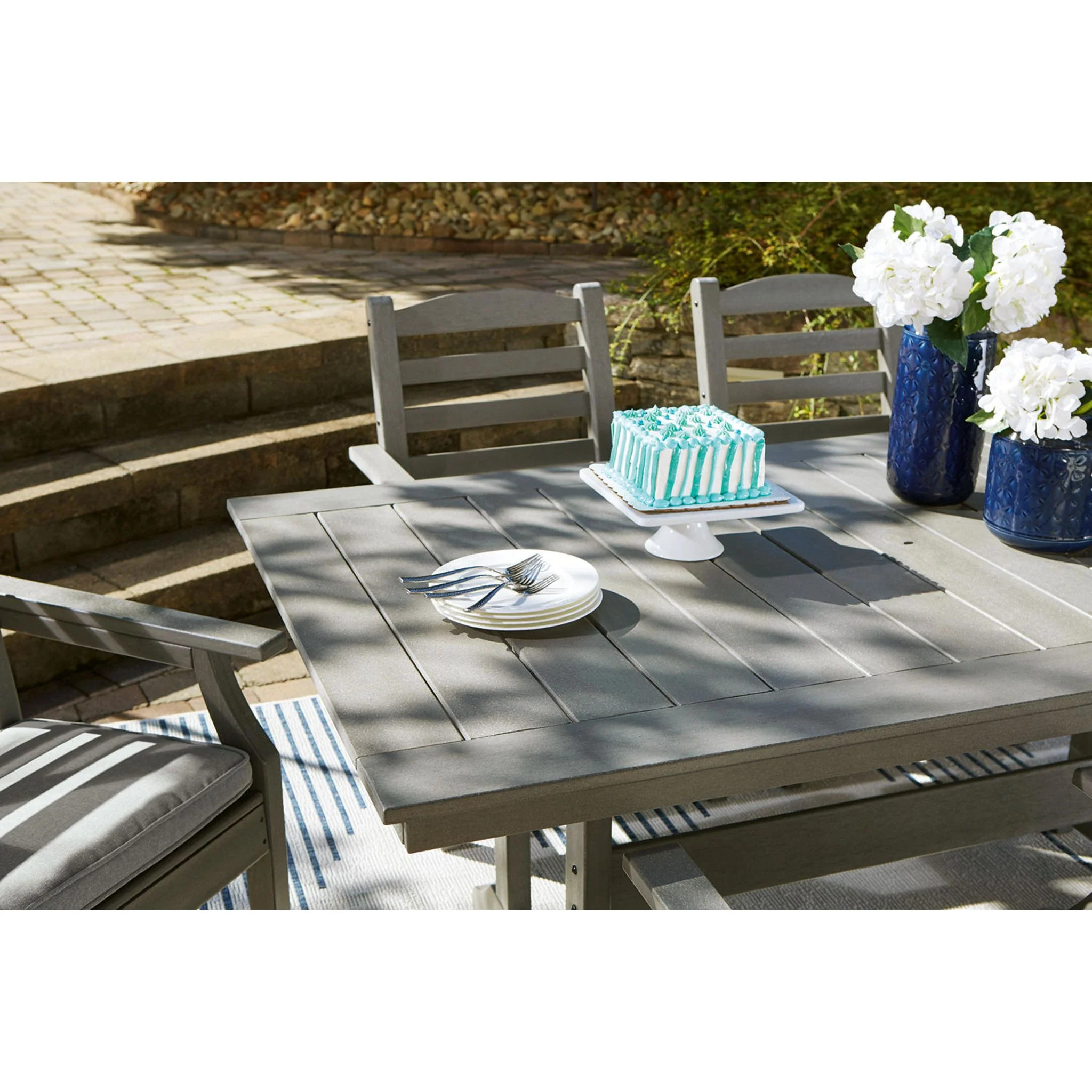 Visola 5 Piece Outdoor Dining Set - Gray - Image 13