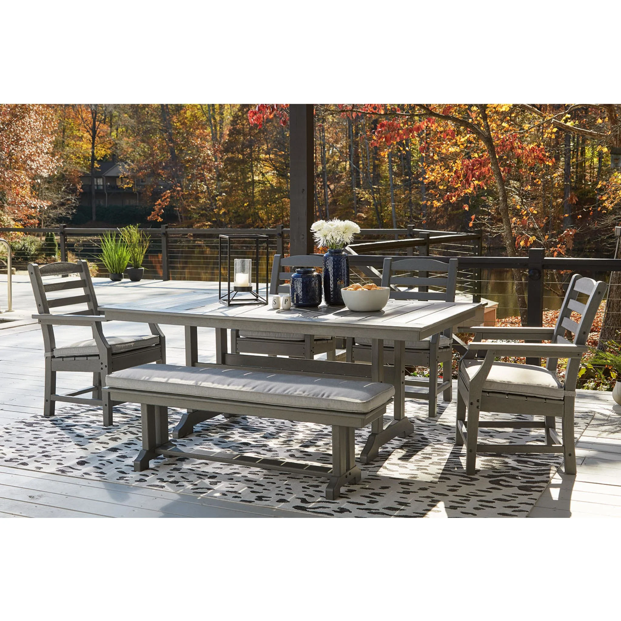 Visola 6 Piece Outdoor Dining Set - Gray - Image 5