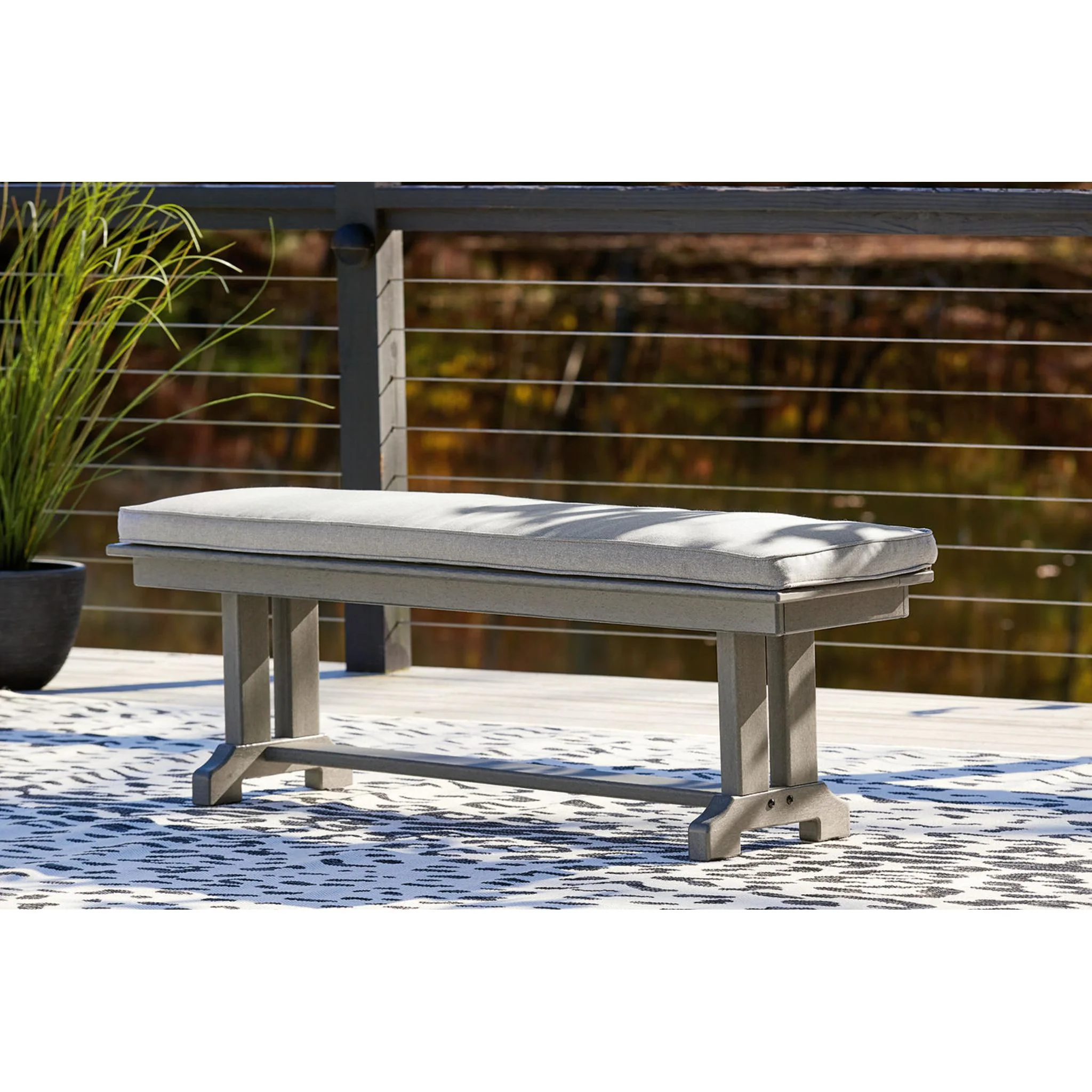 Visola Outdoor Bench with Cushion - Gray - Image 2