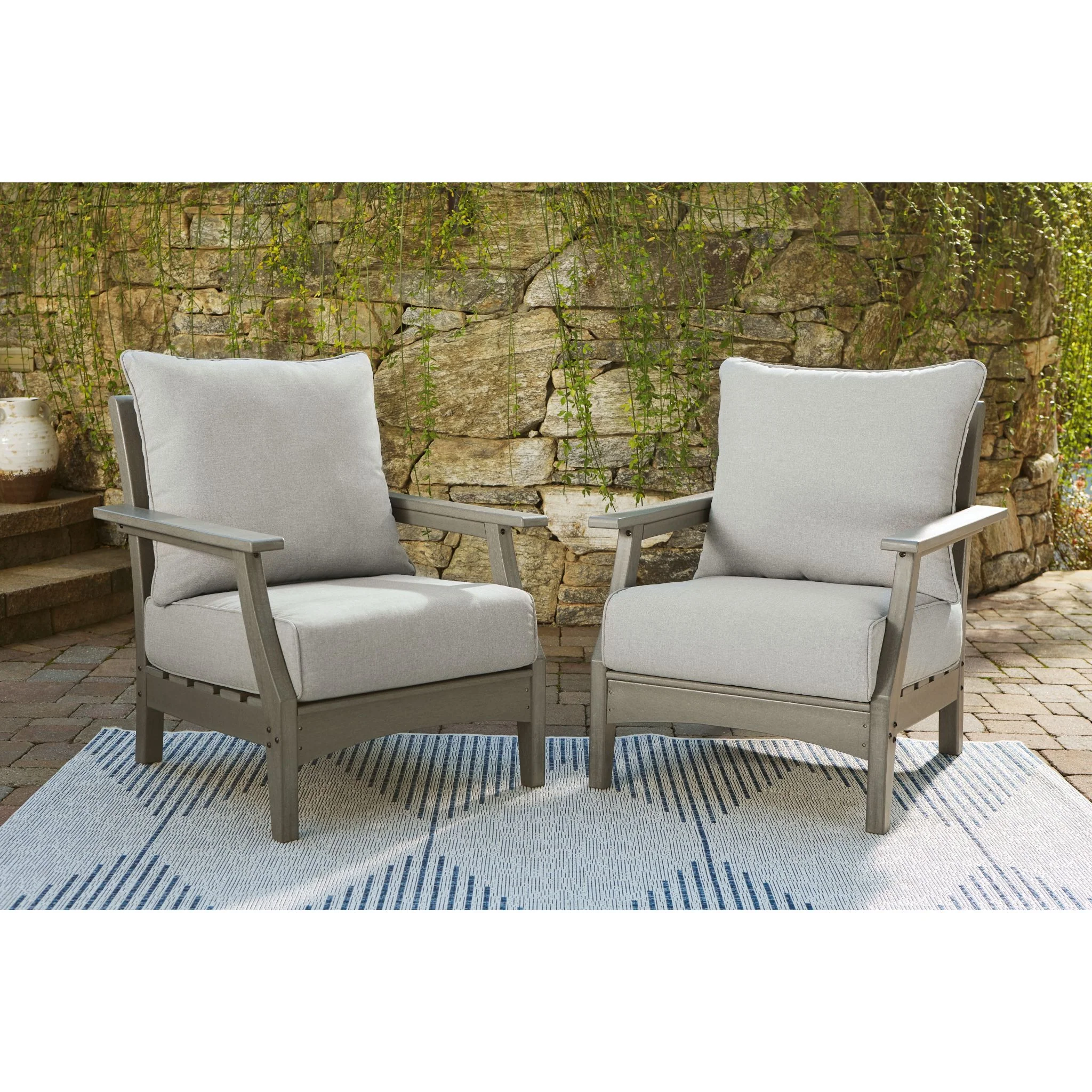 Visola Outdoor Lounge Chair with Cushion (set of 2) - Gray - Image 2