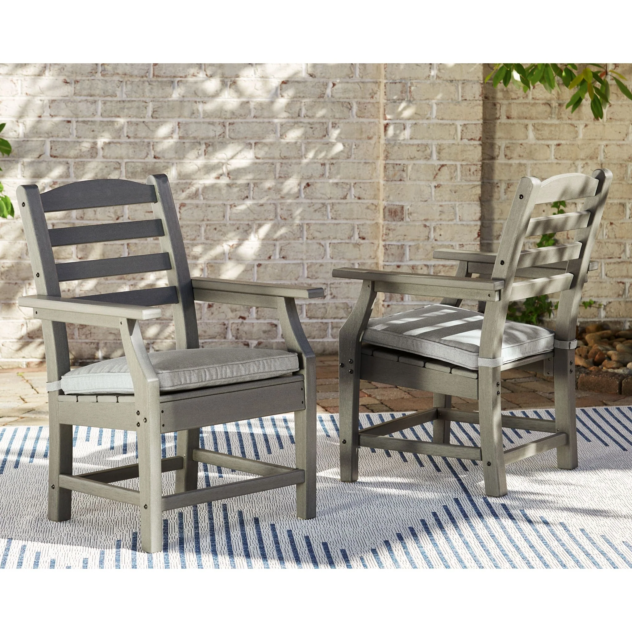 Visola Outdoor Arm Chair with Cushion (set of 2) - Gray - Image 2