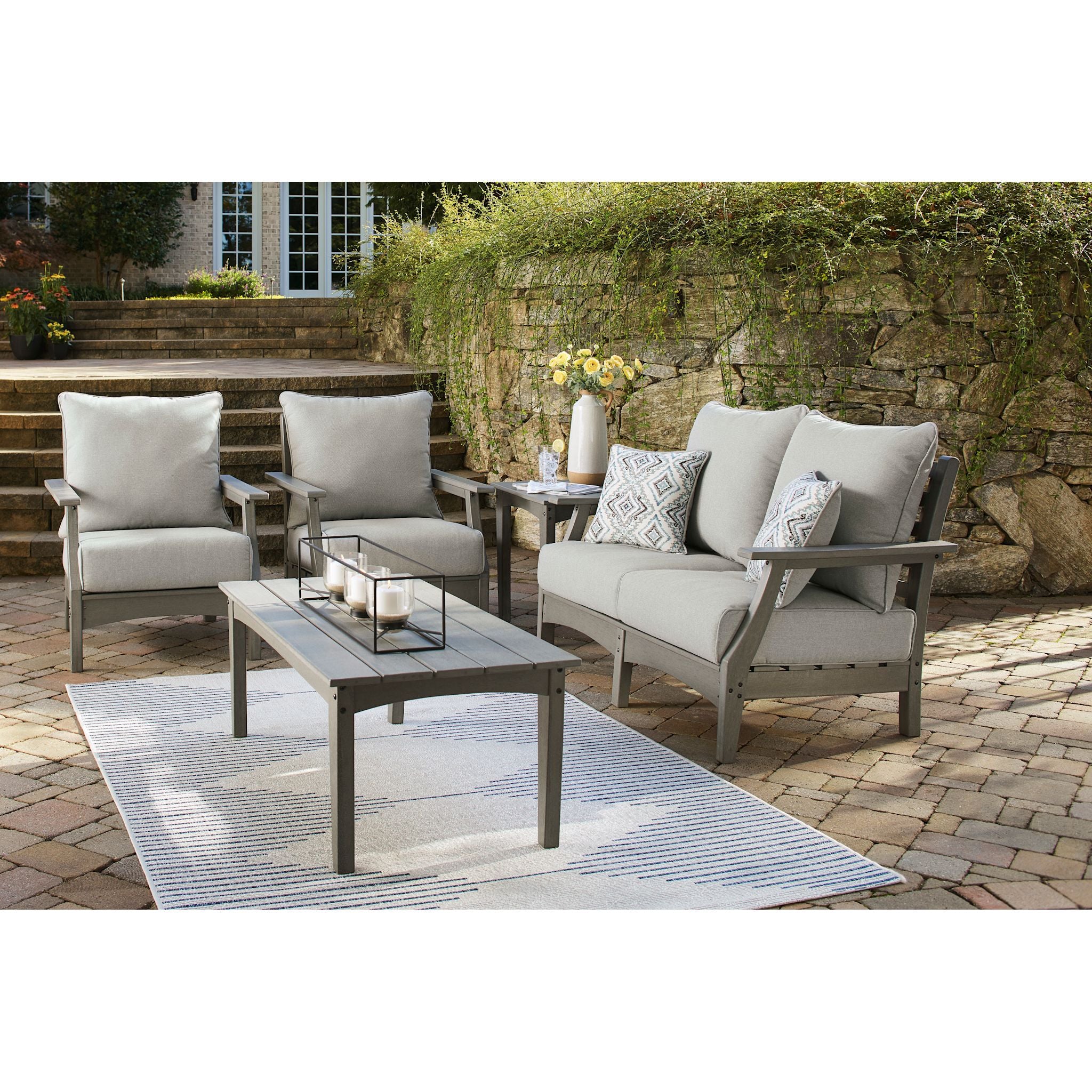 Visola Outdoor Loveseat with Cushion - Gray - Image 6
