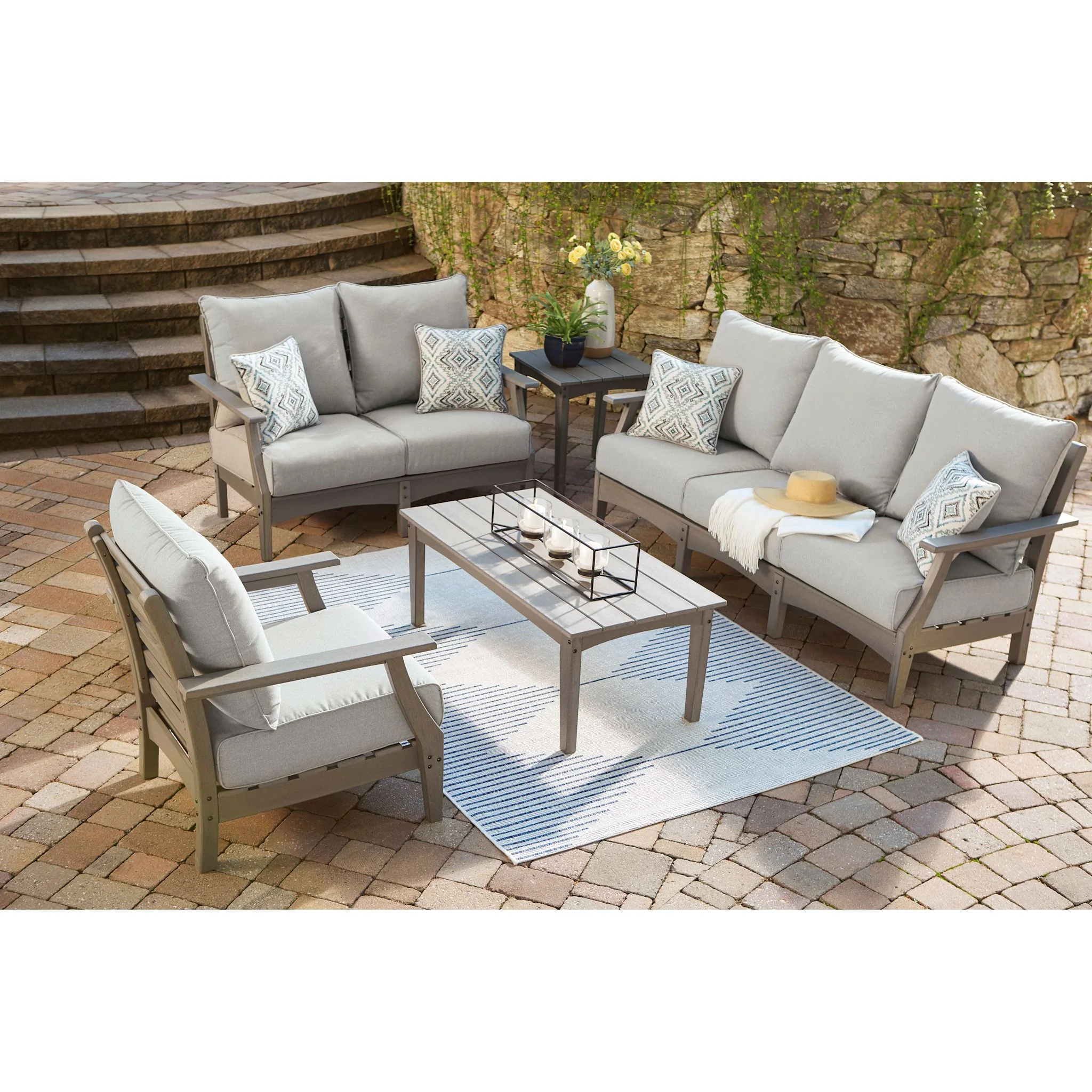 Visola Outdoor Loveseat with Cushion - Gray - Image 7