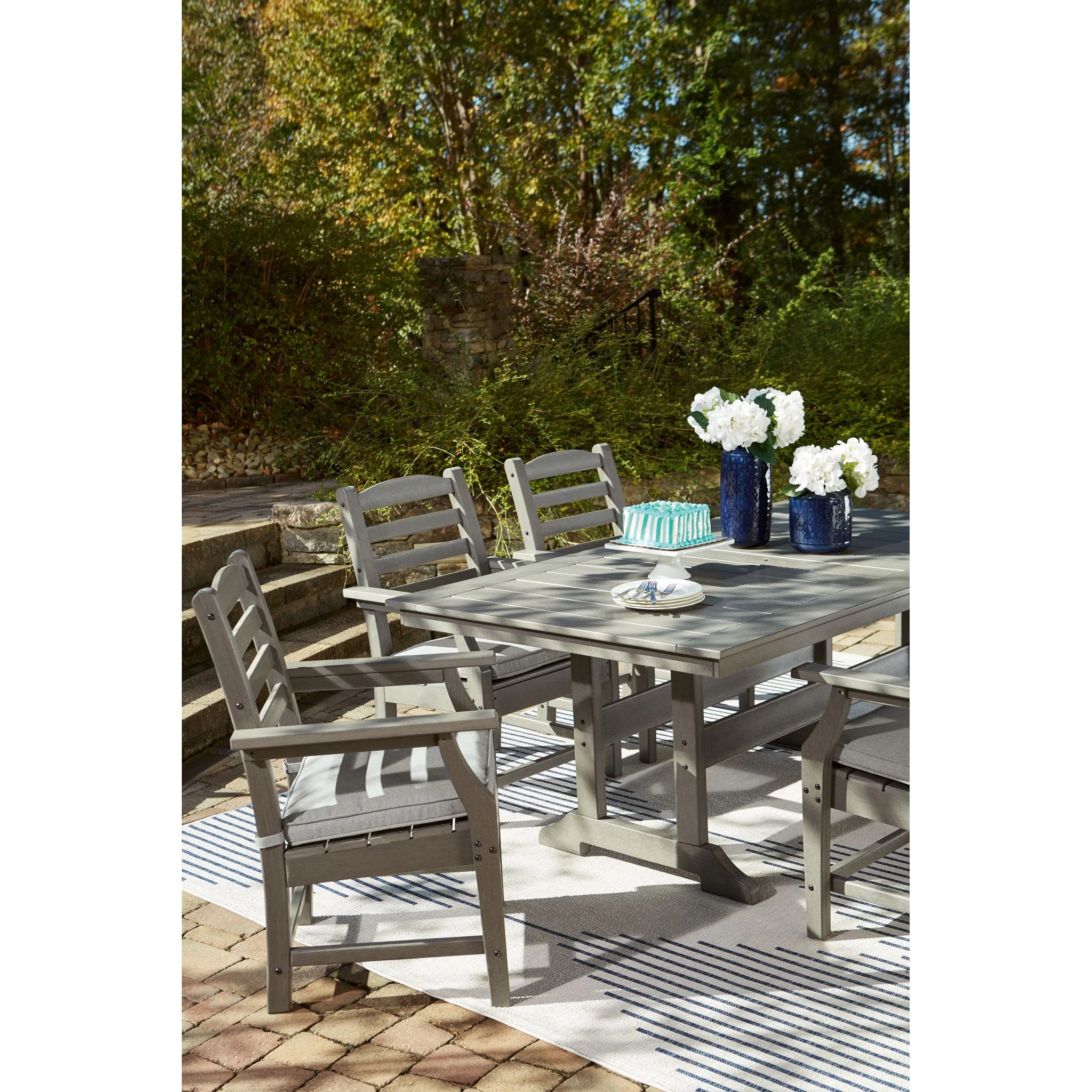 Visola Outdoor Rectangle Dining Table - Gray - Image 2
