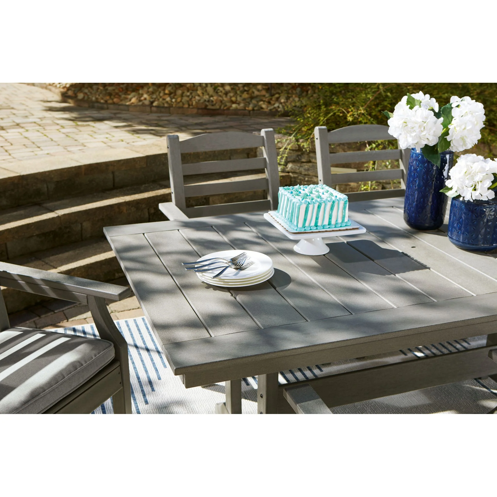 Visola Outdoor Rectangle Dining Table - Gray - Image 5