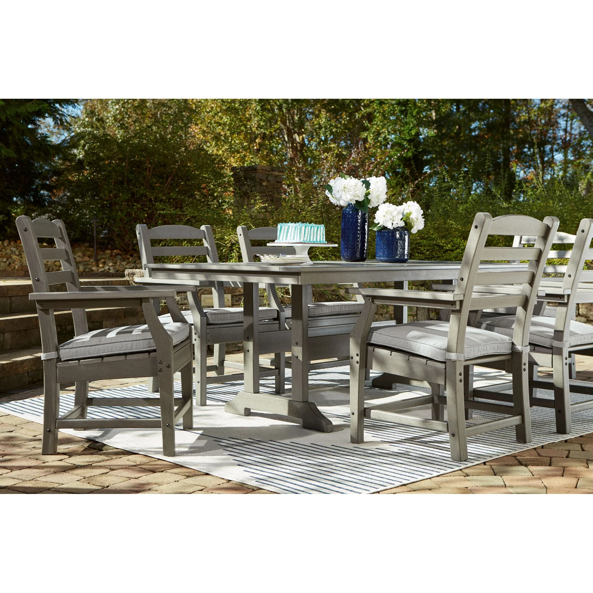 Visola Outdoor Rectangle Dining Table - Gray - Image 6