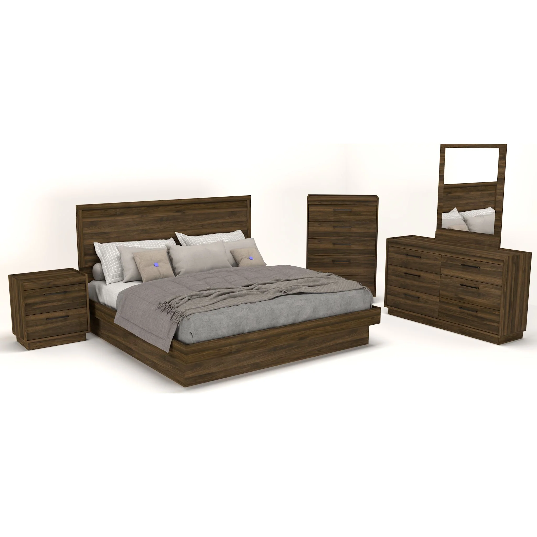 Walker 6 Piece Platform Bedroom - Walnut - Image 12