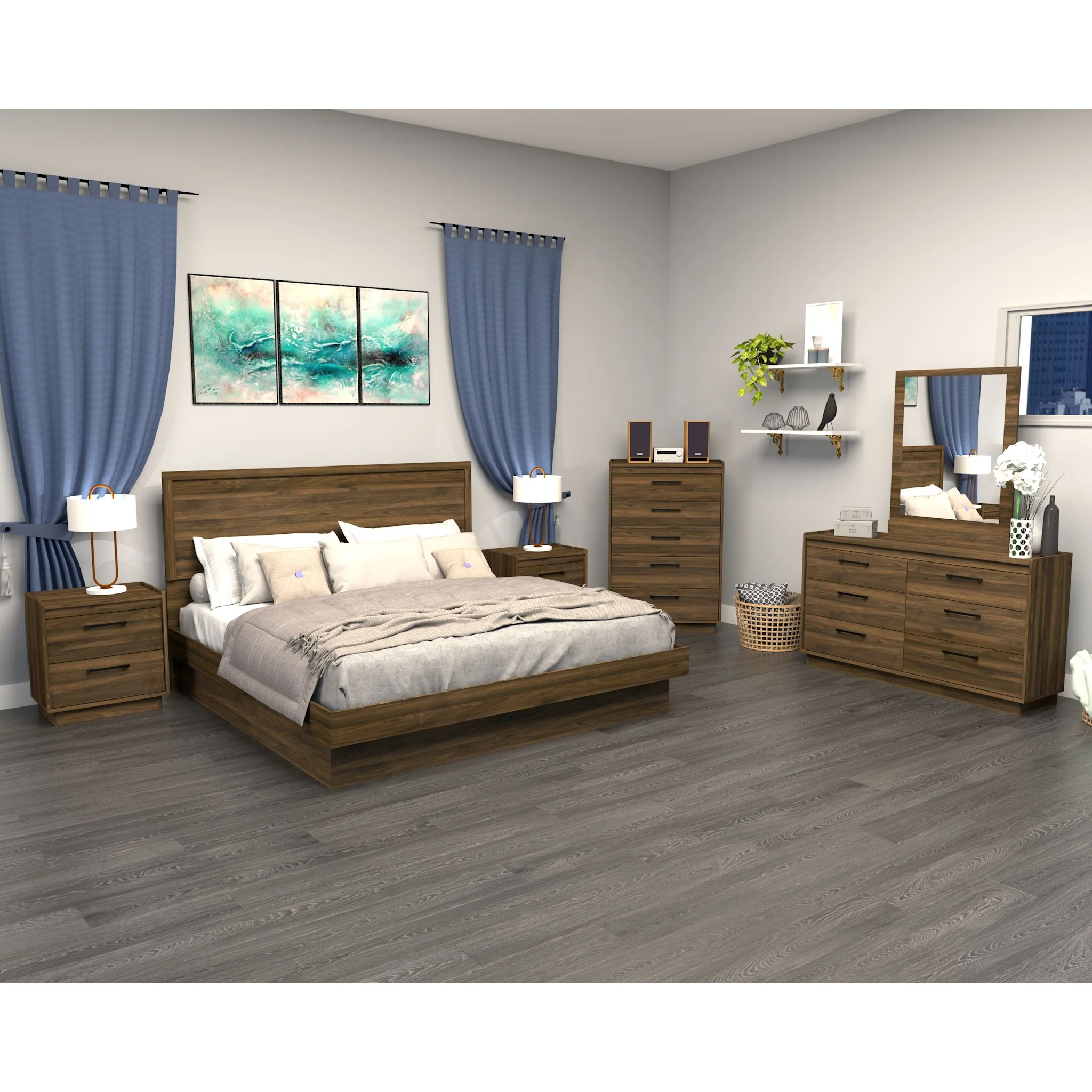 Walker 6 Piece Platform Bedroom - Walnut - Image 7