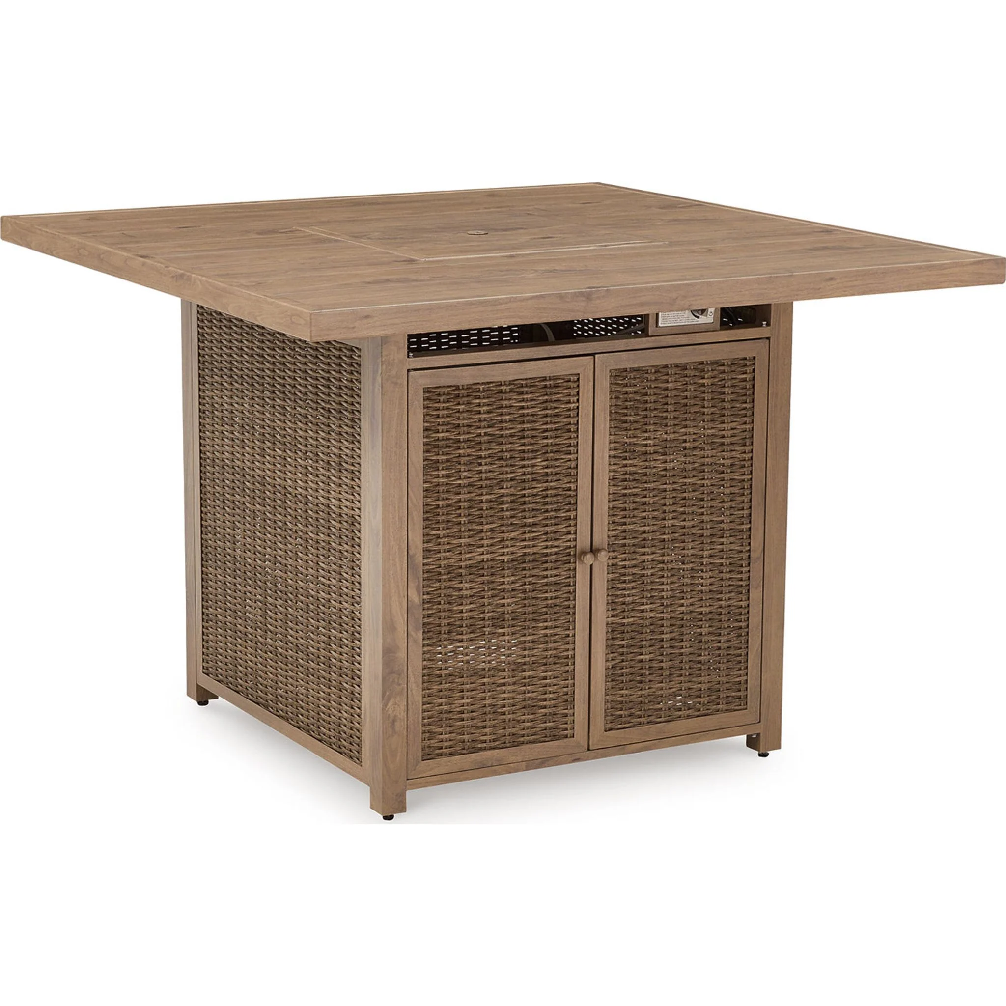 Walton Bridge Outdoor Bar Table with Fire Pit - Driftwood - Image 3