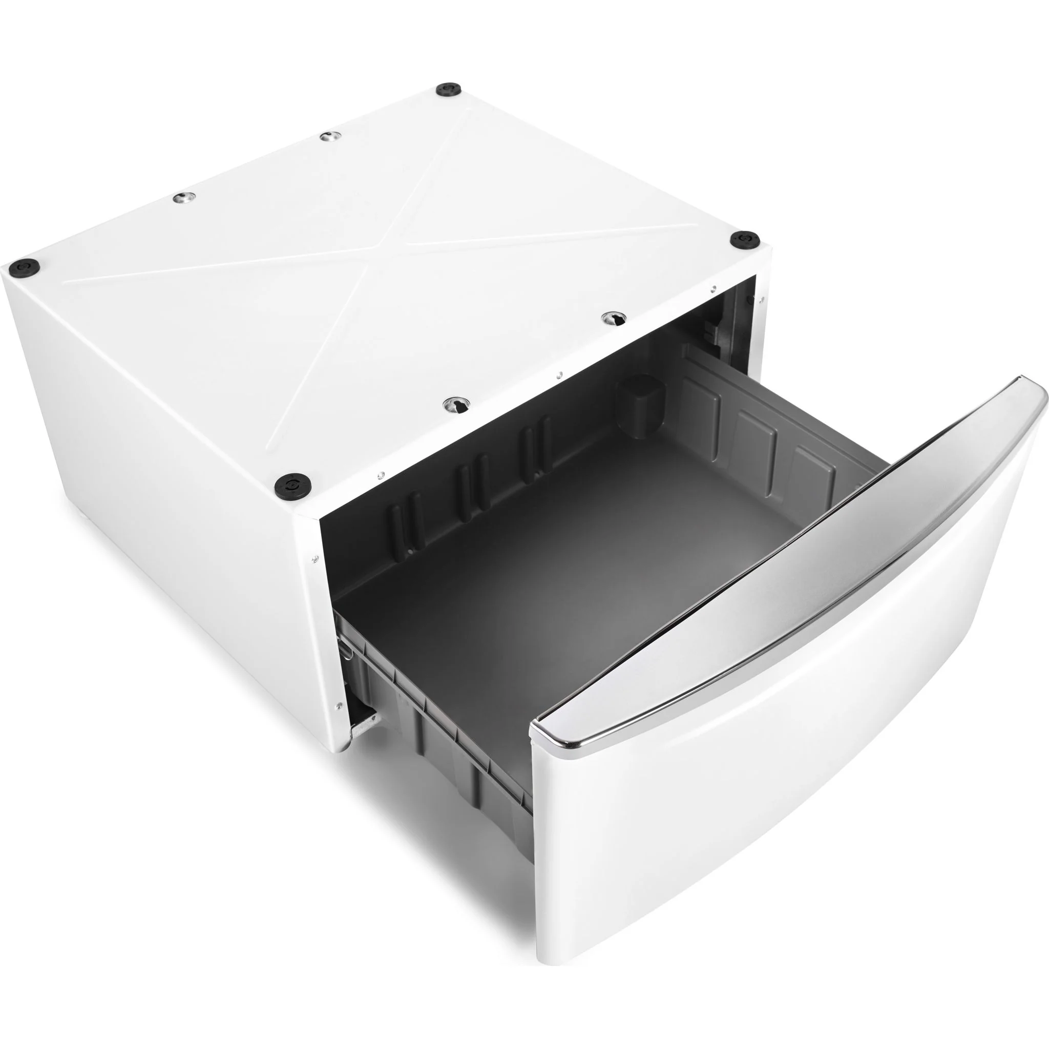 Whirlpool 15.5" (39.4 cm) Pedestal for Front Load Washer and Dryer with Storage -White with Chrome (XHPC155XW)