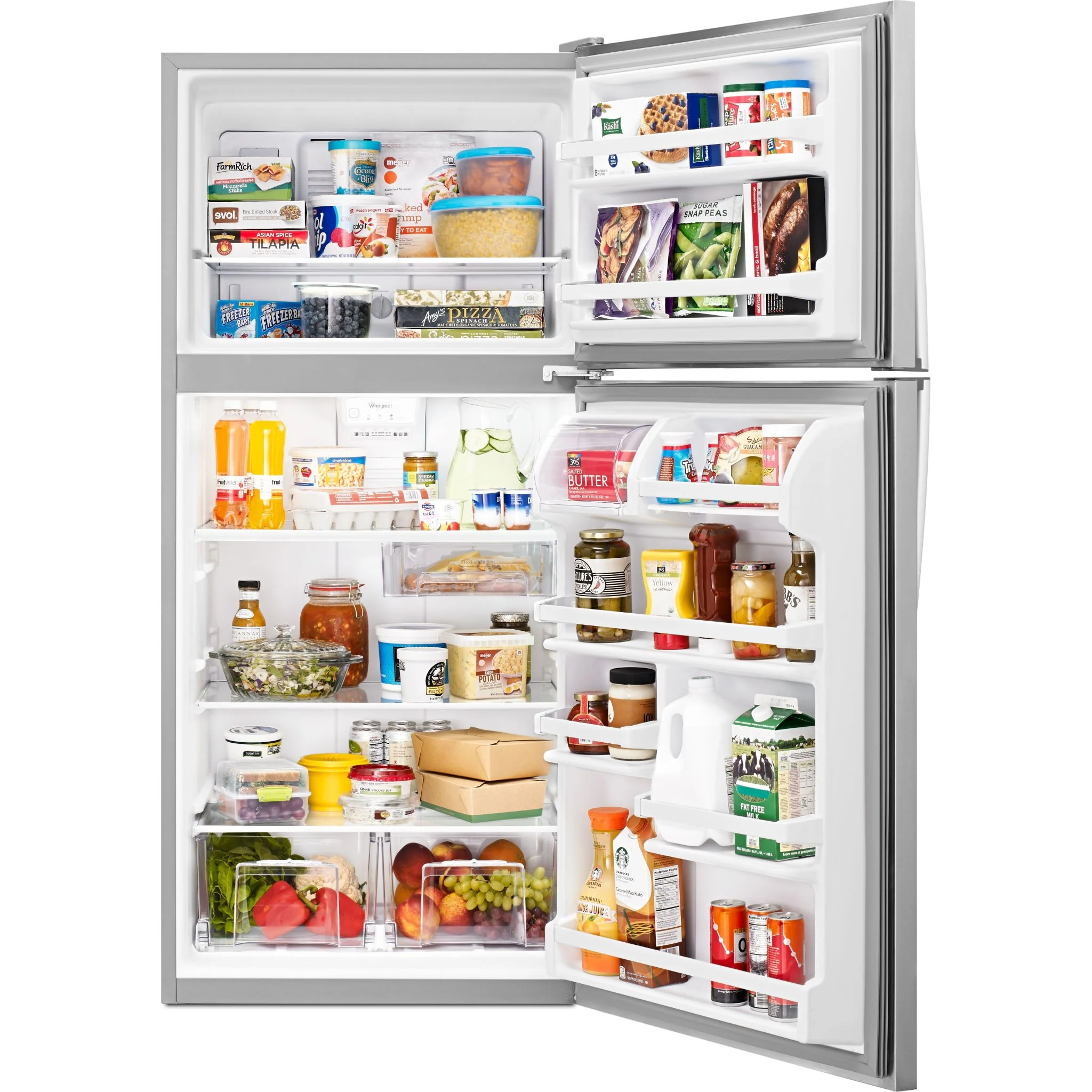 Whirlpool 30" Wide Top-Freezer Refrigerator with Flexi-SlideBin -Monochromatic Stainless Steel (WRT318FZDM) - Image 5