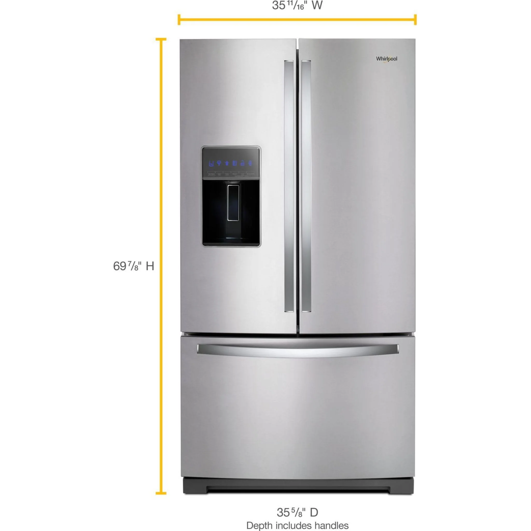 Whirlpool 36" Wide French Door Refrigerator - 27 cu. ft. - Fingerprint Resistant Stainless Steel (WRF757SDHZ) - Image 12