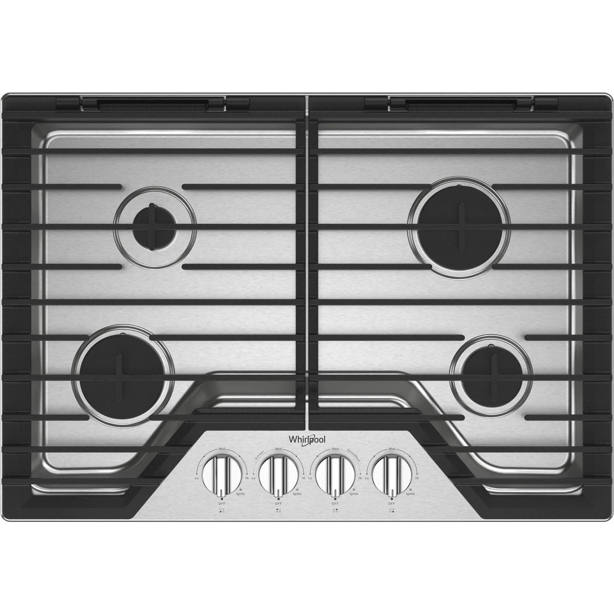 Whirlpool 30-inch Gas Cooktop with EZ-2-LiftHinged Cast-Iron Grates -Stainless Steel (WCGK5030PS)