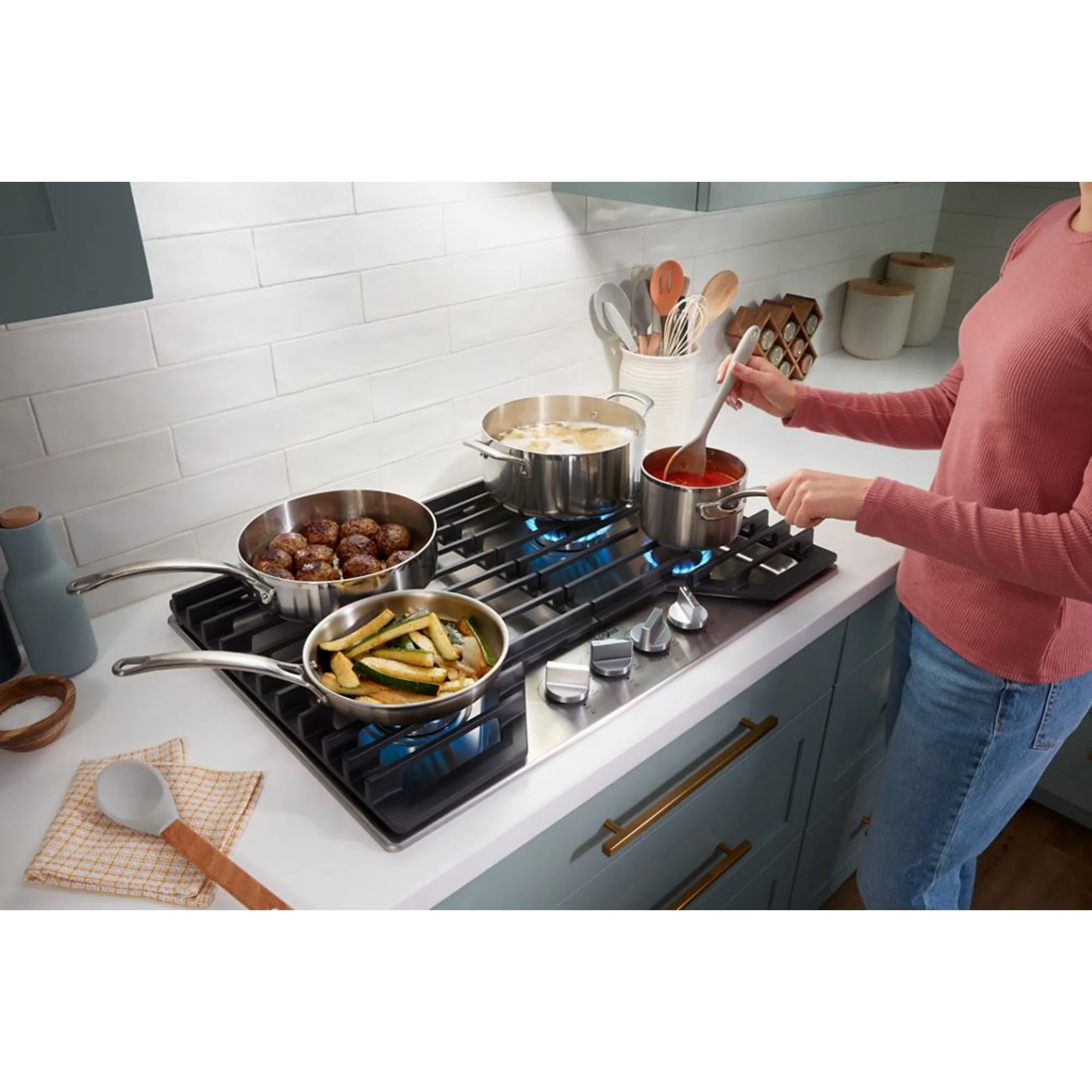 Whirlpool 30-inch Gas Cooktop with 2-in-1 Hinged Grate to Griddle -Stainless Steel (WCGK7530PS) - Image 13
