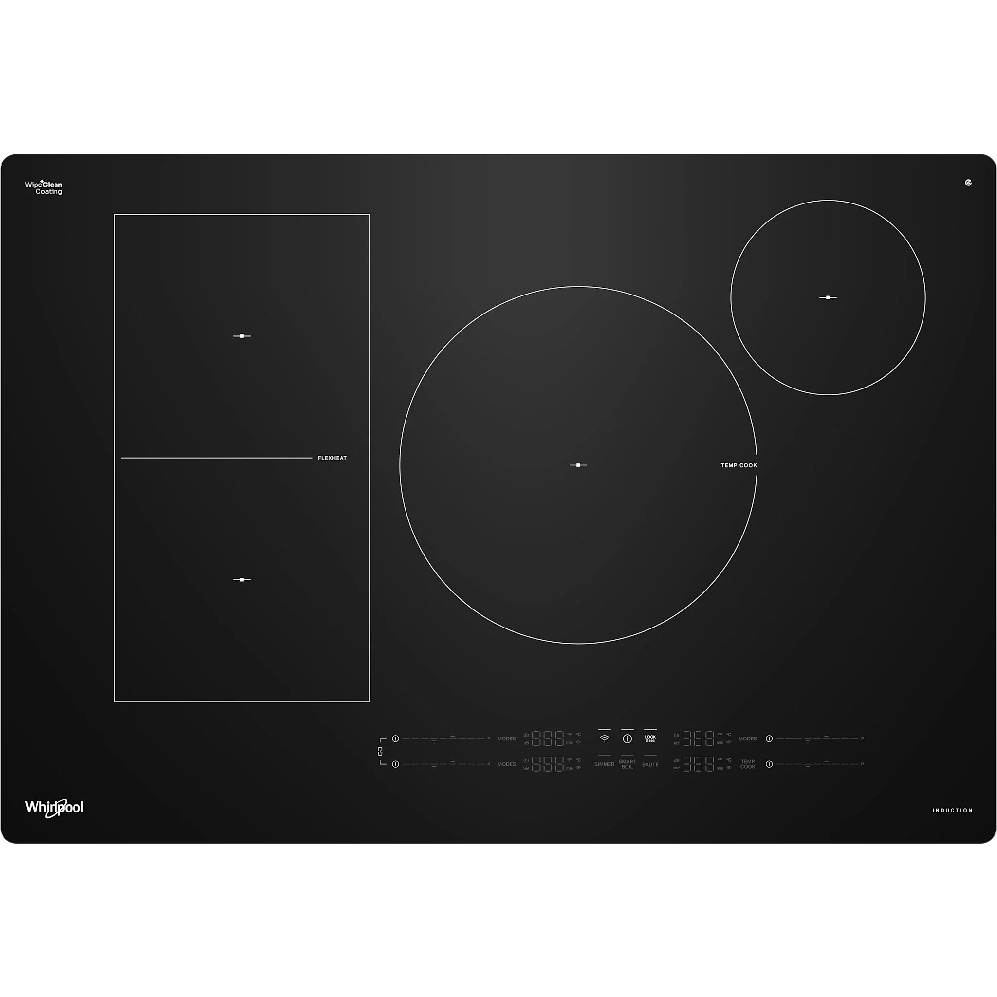 Whirlpool 30" Intelligent Induction Cooktop with Temp CookTechnology and WipeCleanCoating -Black (WCIT7530SB)
