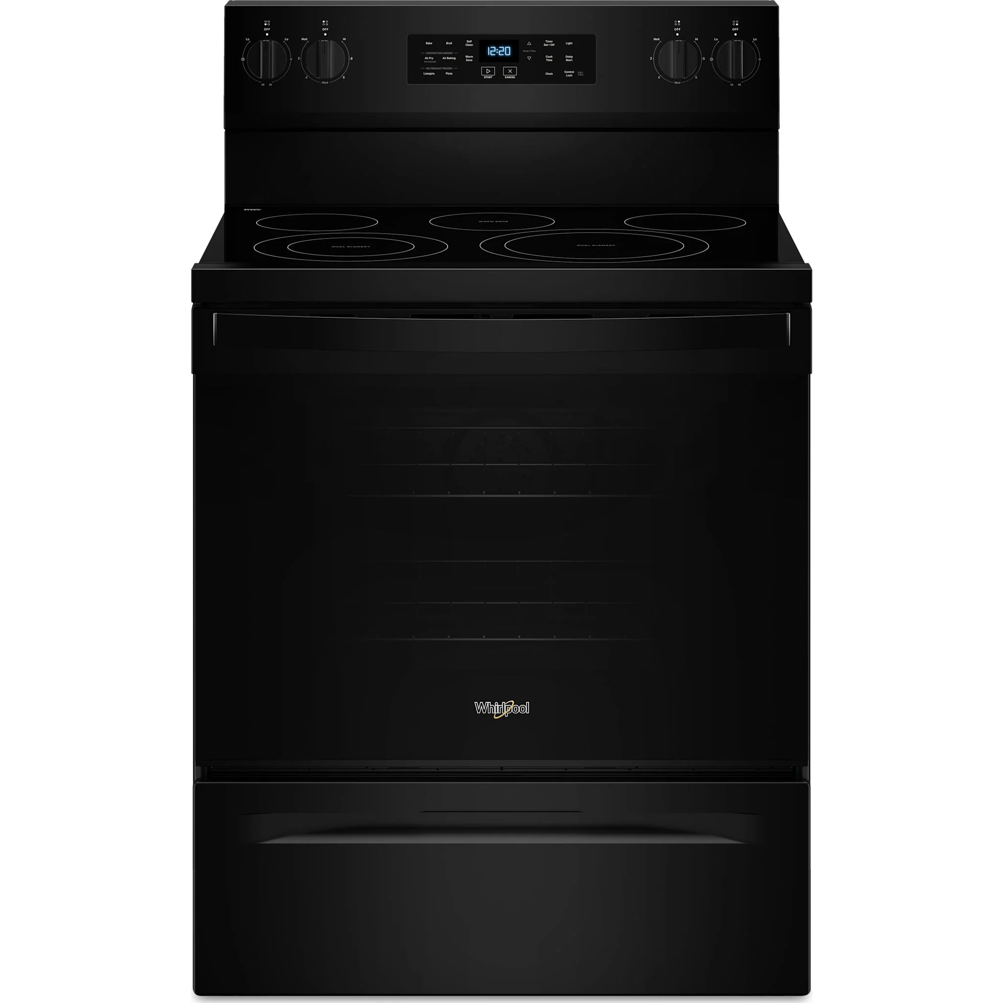 Whirlpool 30-inch Electric Range with Air Fry and Air Baking, Self Cleaning, Rapid Preheat 5.3 CuFt Capacity -Black (YWFES5030RB)