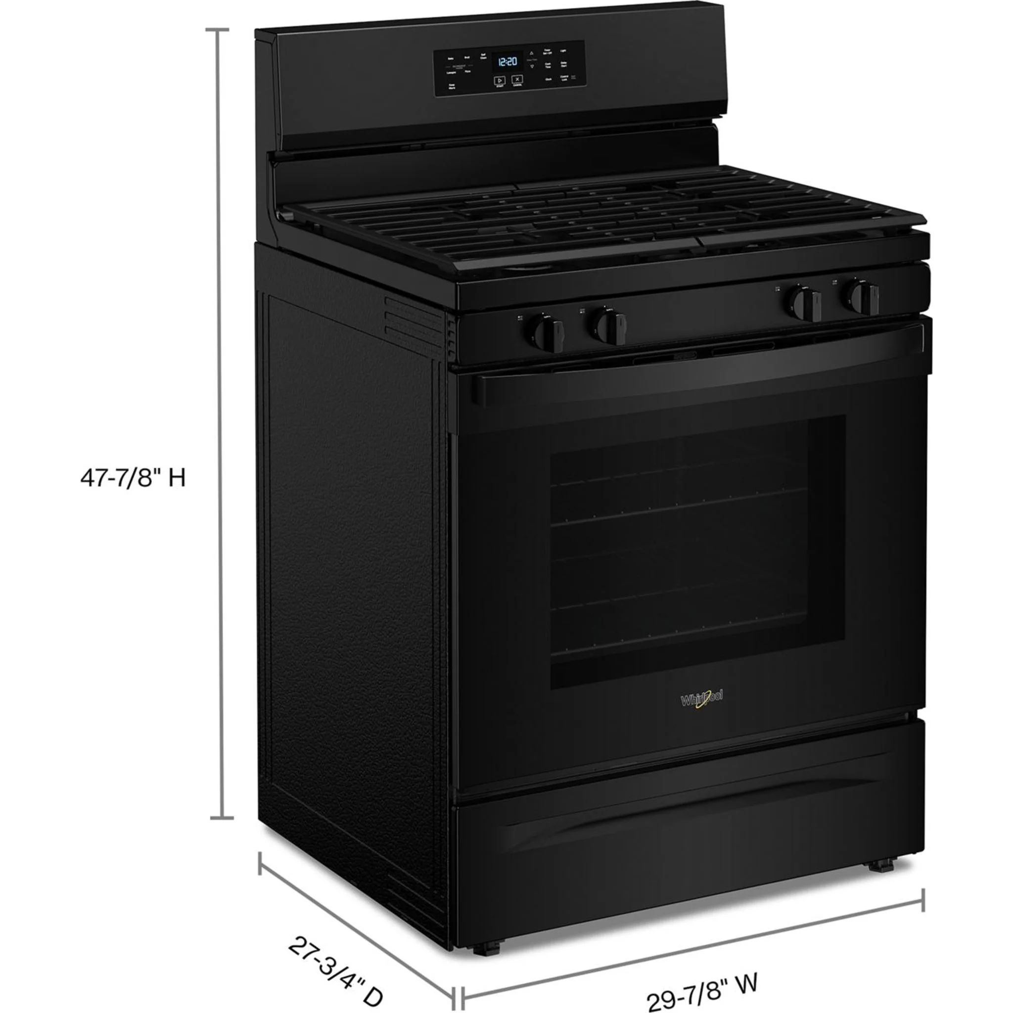 Whirlpool 30-inch Self Clean Gas Range with No Preheat Mode -Black (WFGS3530RB) - Image 10