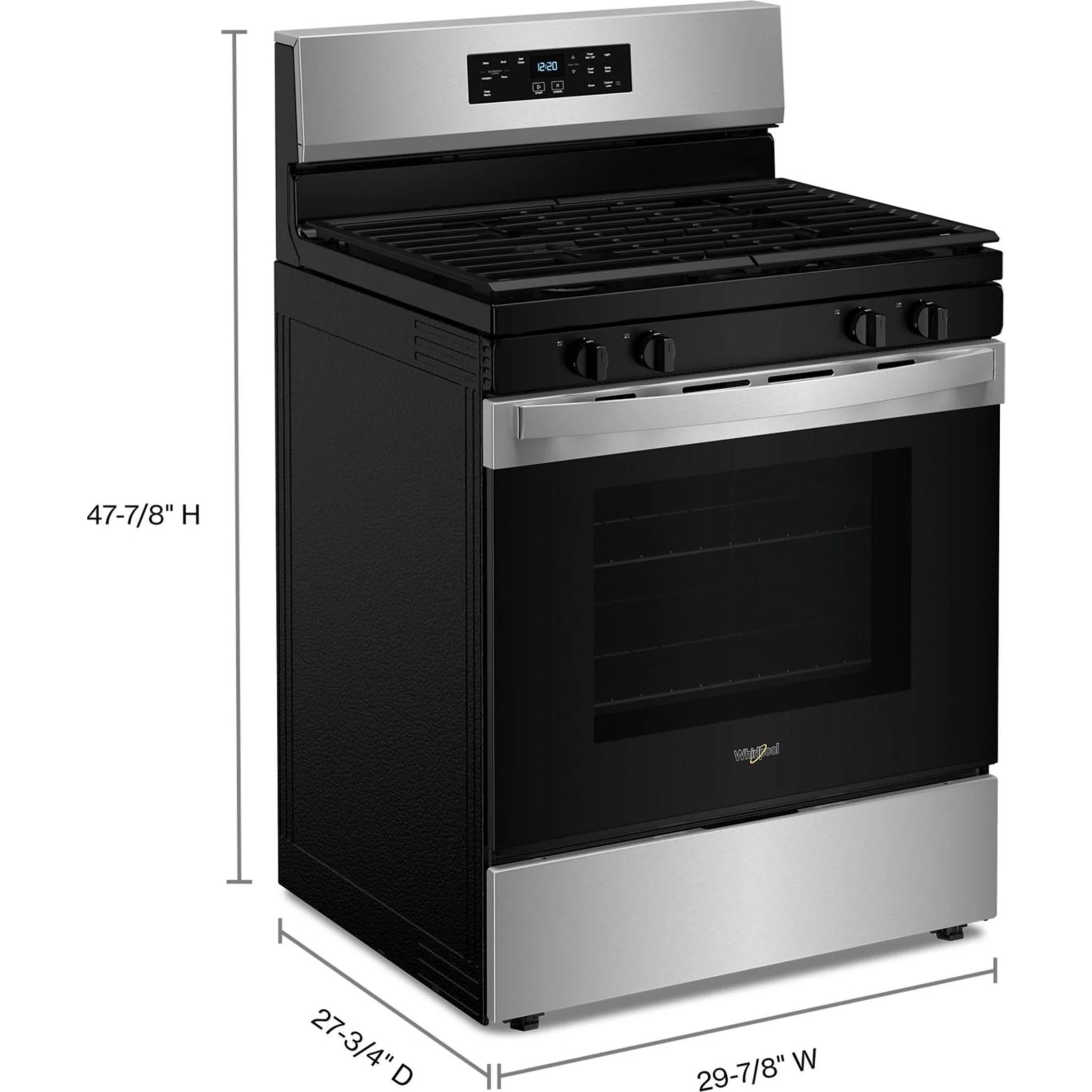 Whirlpool 30-inch Self Clean Gas Range with No Preheat Mode -Stainless Steel (WFGS3530RS) - Image 4