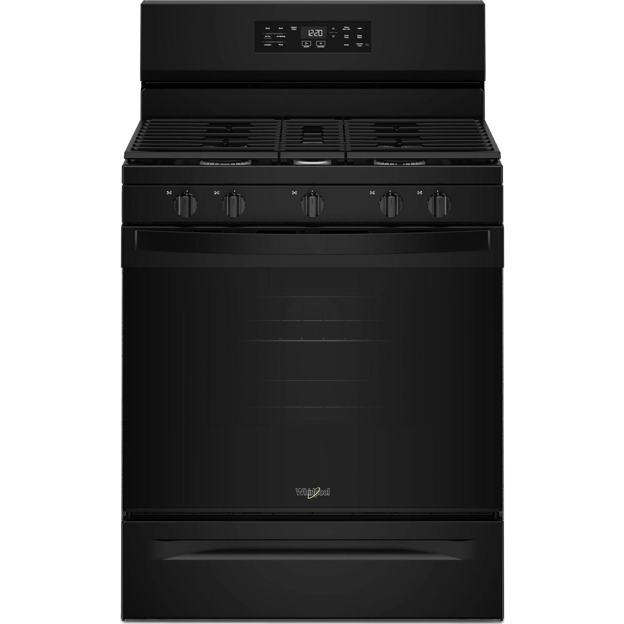 Whirlpool 30-inch Gas Range with Air Cooking Technology and Steam Clean -Black (WFGS4530SB)