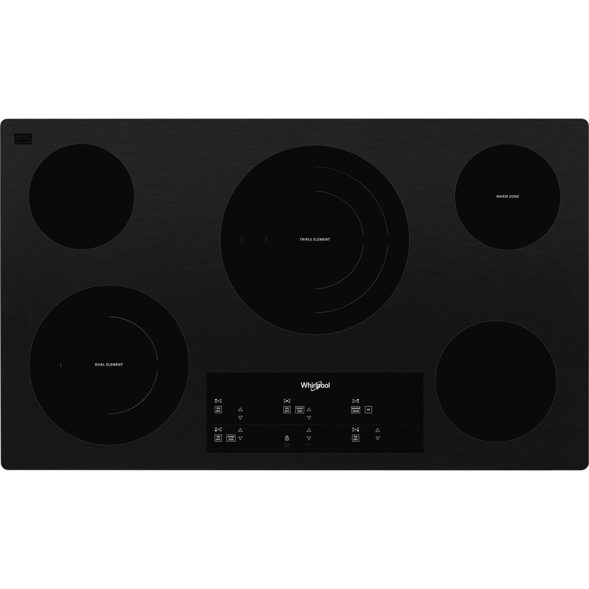 Whirlpool 36-inch Electric Ceramic Glass Cooktop with Triple Radiant Element -Black (WCE97US6KB) - Image 3