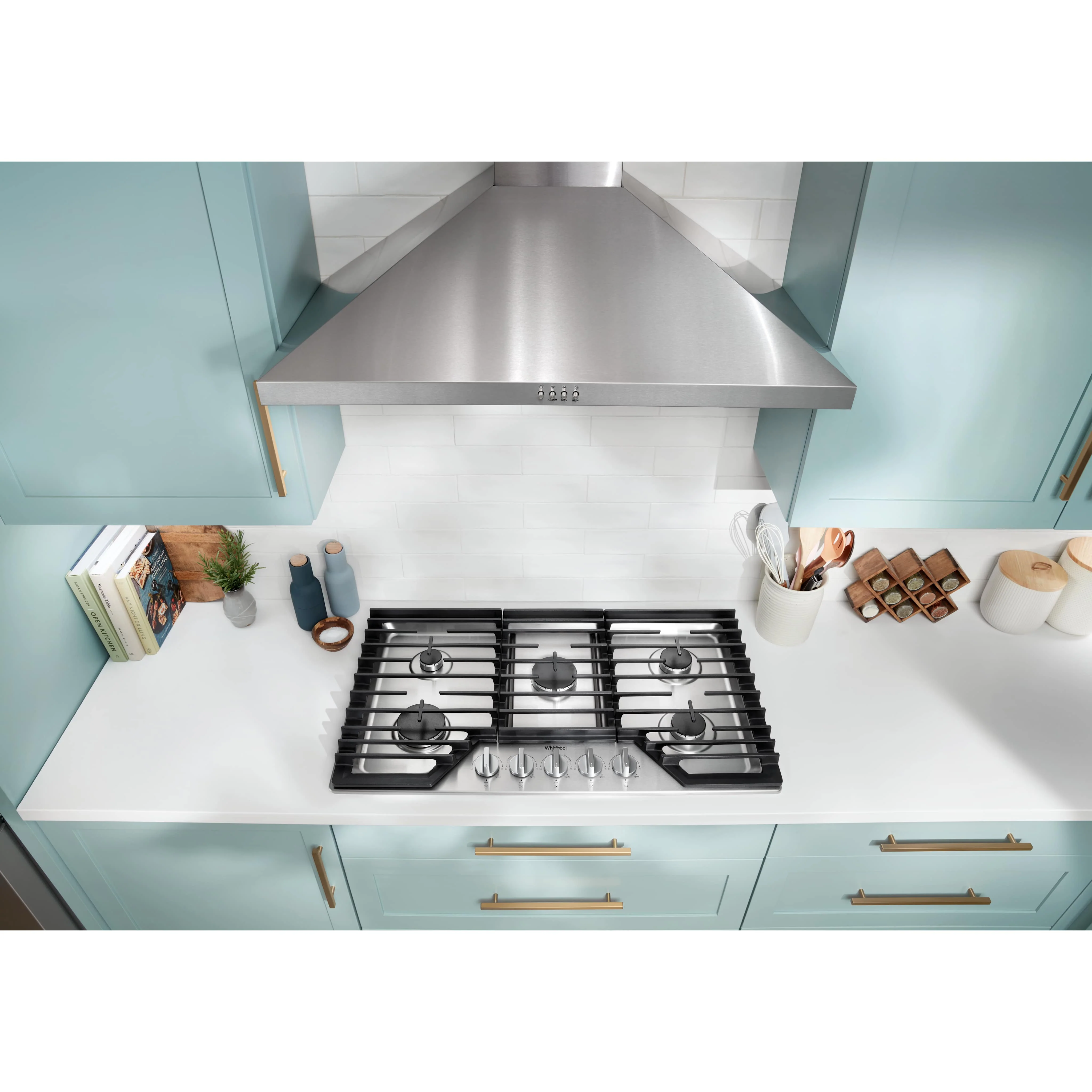 Whirlpool 36-inch Gas Cooktop with EZ-2-LiftHinged Cast-Iron Grates -Stainless Steel (WCGK5036PS) - Image 5