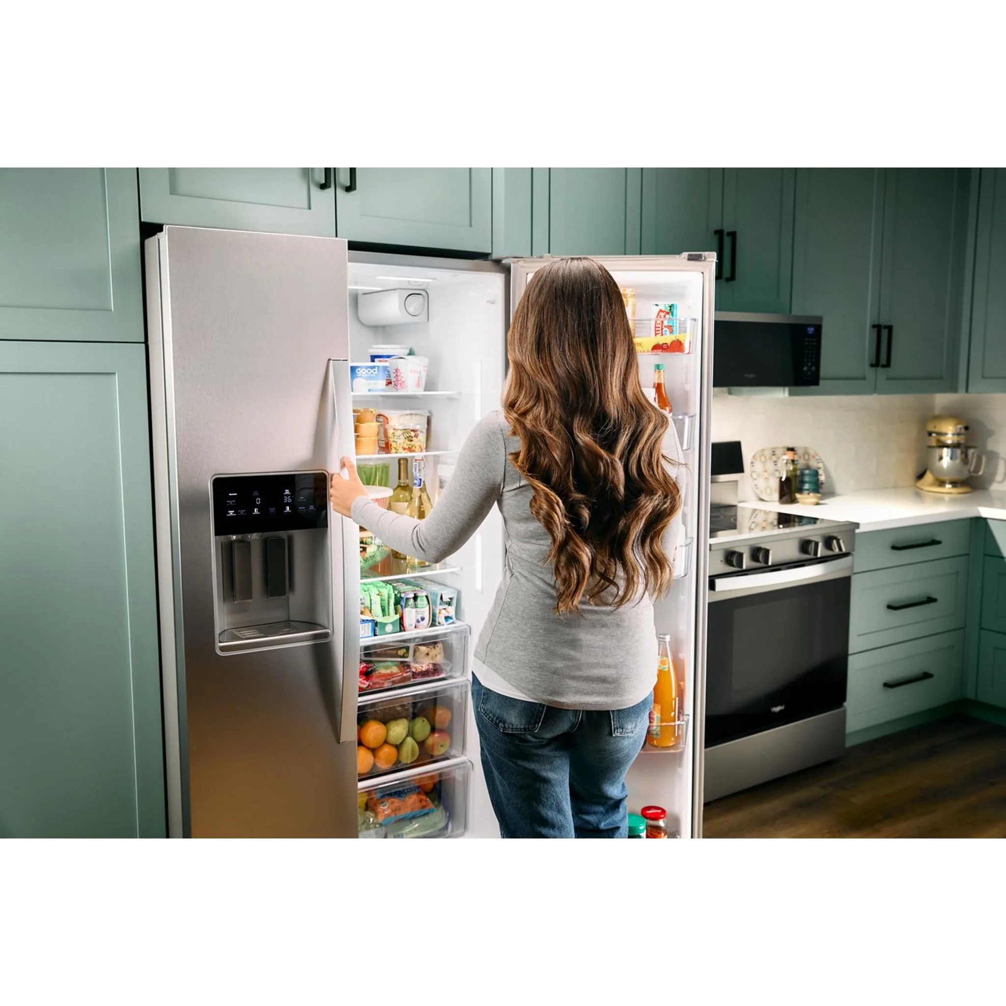 Whirlpool 36-inch Counter Depth Side-by-Side Refrigerator with Prep &amp; Store Bins -Fingerprint Resistant Stainless Steel (WRSC6536RZ) - Image 12