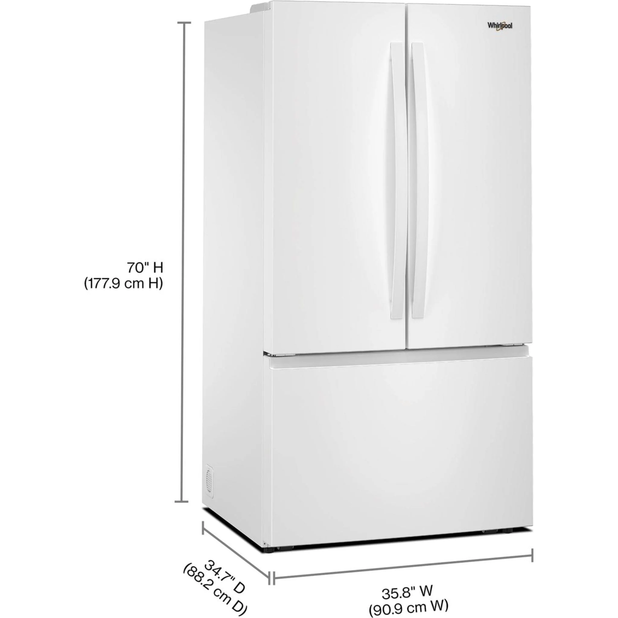 Whirlpool 36-Inch French Door Refrigerator with Interior Water Dispenser - 31 cu. ft. -White (WRFF3336SW) - Image 21