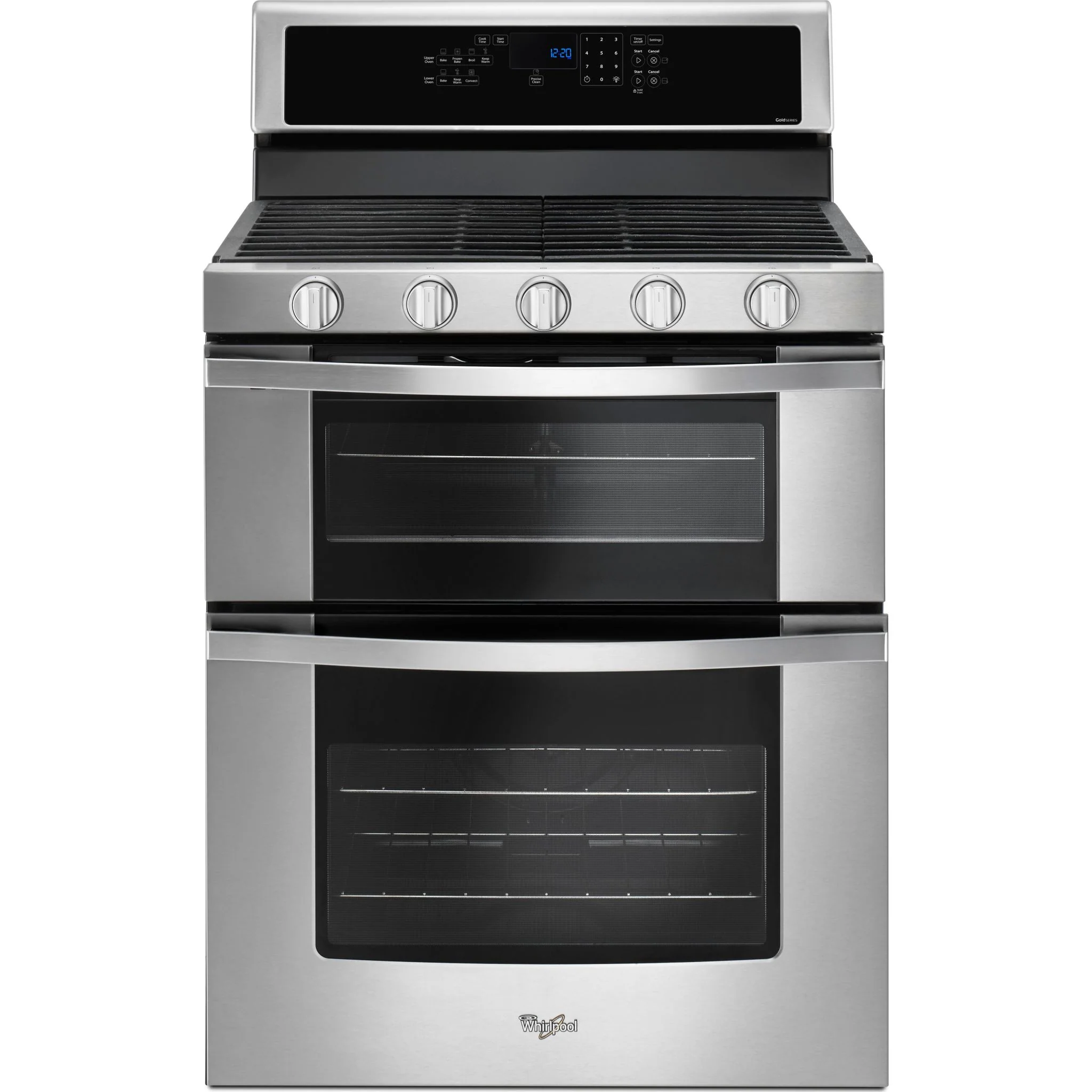 Whirlpool 6.0 Cu. Ft. Gas Double Oven Range with Center Oval Burner -Stainless Steel (WGG745S0FS)