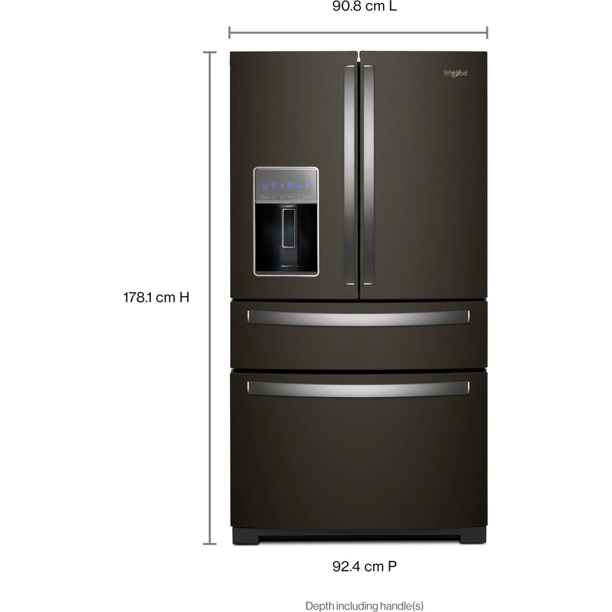 Whirlpool 36-inch Wide 4 Door Refrigerator with Prep and Store Bins - 26 Cu. Ft. -Black Stainless Finish (WRMF7736PV) - Image 2