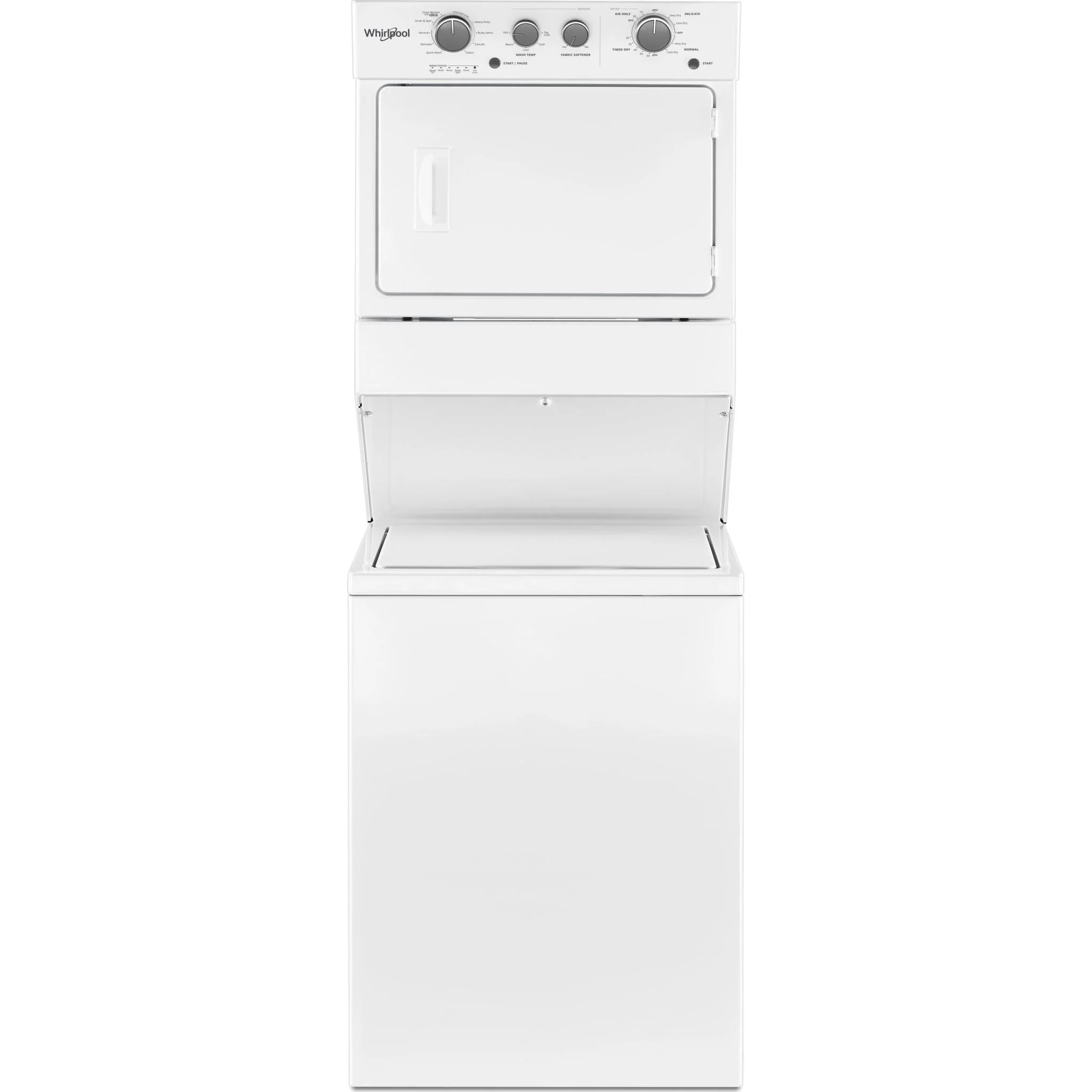 Whirlpool 4.0 cu.ft I.E.C. Gas Stacked Laundry Center 9 Wash cycles and AutoDryâ„¢ -White (WGT4027HW)