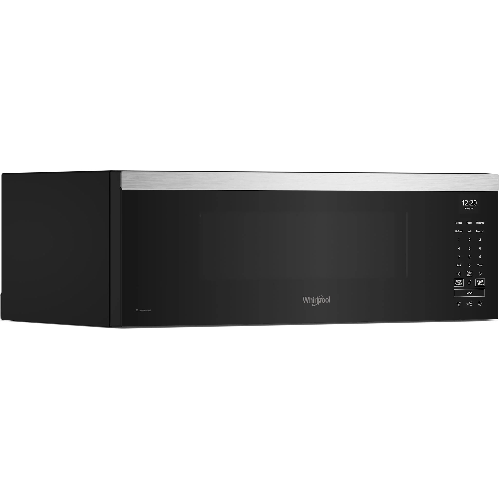 Whirlpool 1.1 cu. ft. Smart Low Profile Microwave Hood Combination with 450 CRM 4-Speed Venting -Black Stainless Finish (YWMML5530RV)