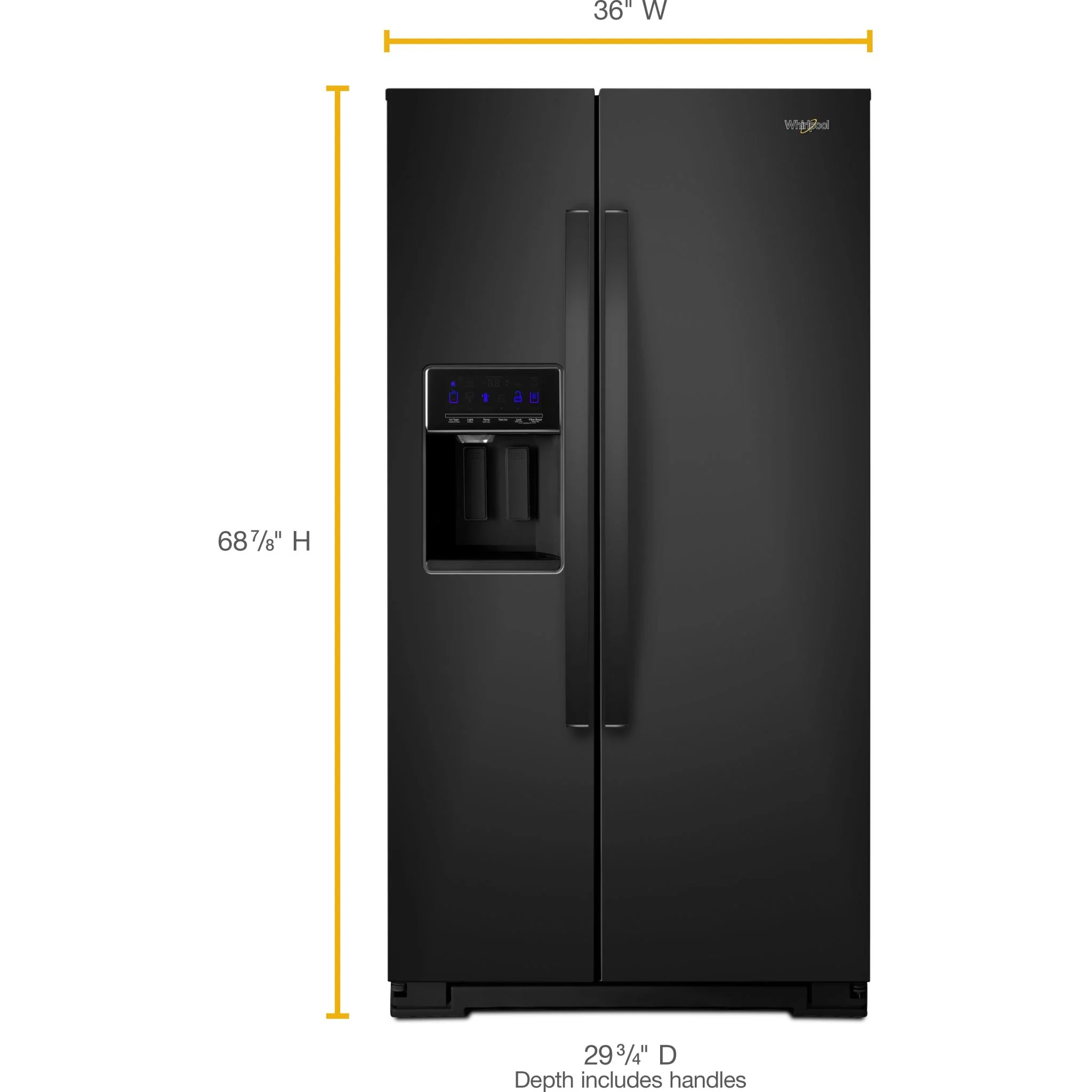 Whirlpool 36" Wide Counter Depth Side-by-Side Refrigerator - 21 cu. ft. - Black (WRS571CIHB) - Image 2