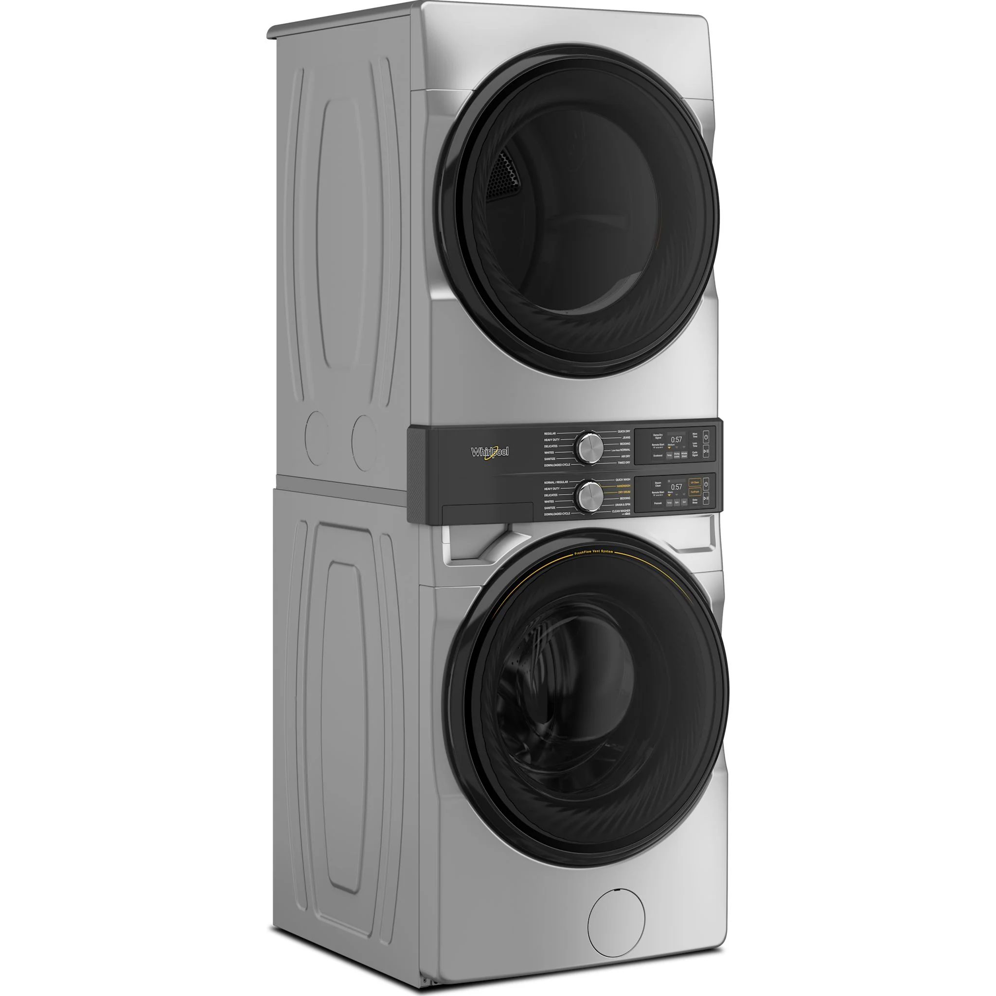 Whirlpool Smart ENERGY STAR Front Load Laundry Tower, 5.2 cu. ft. Washer & 7.4 cu. ft. Electric Dryer - Radiant Silver (YWEF5727TR) - Image 3
