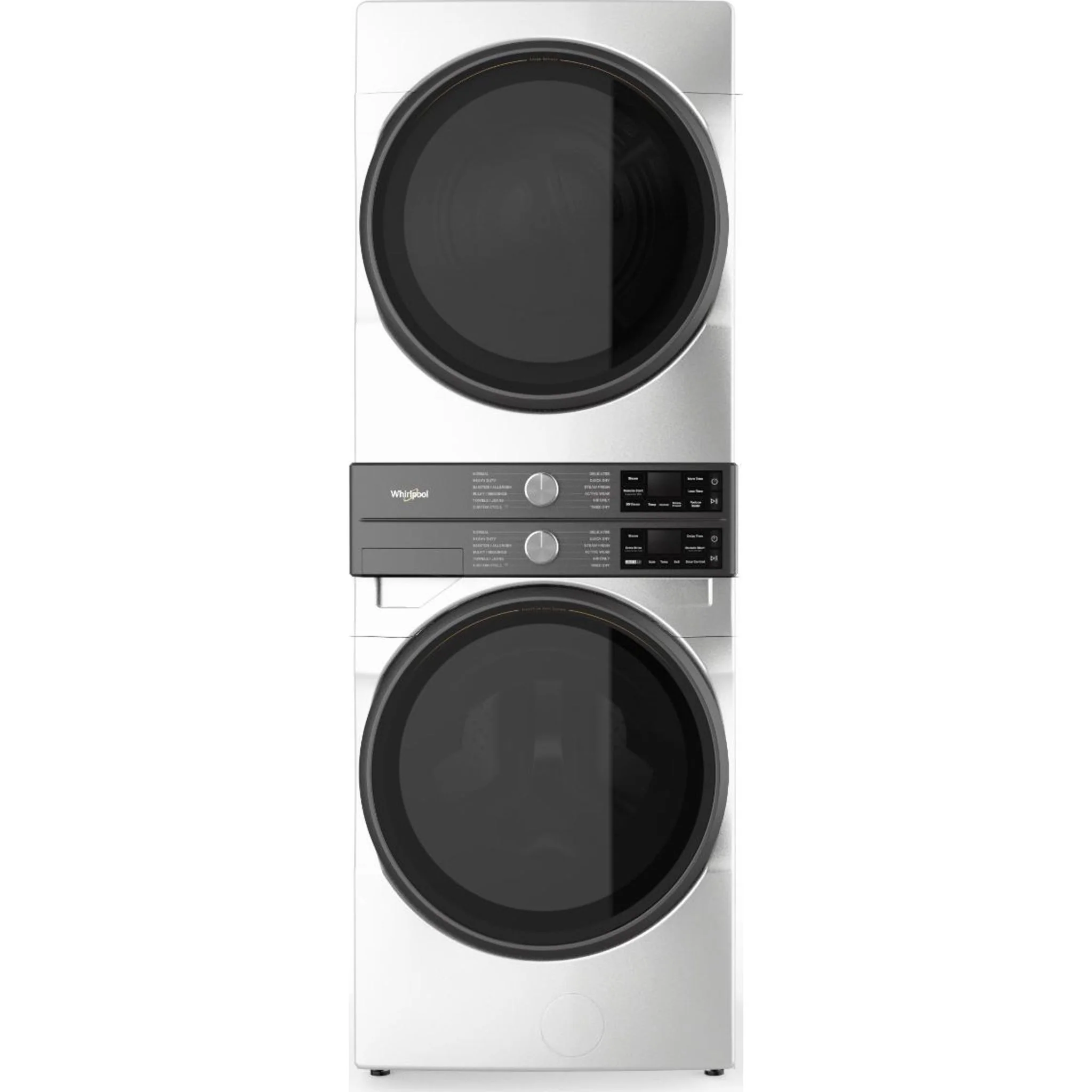 Whirlpool Smart ENERGY STAR Front Load Laundry Tower, FreshFlow Vent & UV Clean, 5.2 cu. ft. Washer & 7.4 cu. ft. Electric Dryer - White (YWEF5727TW)
