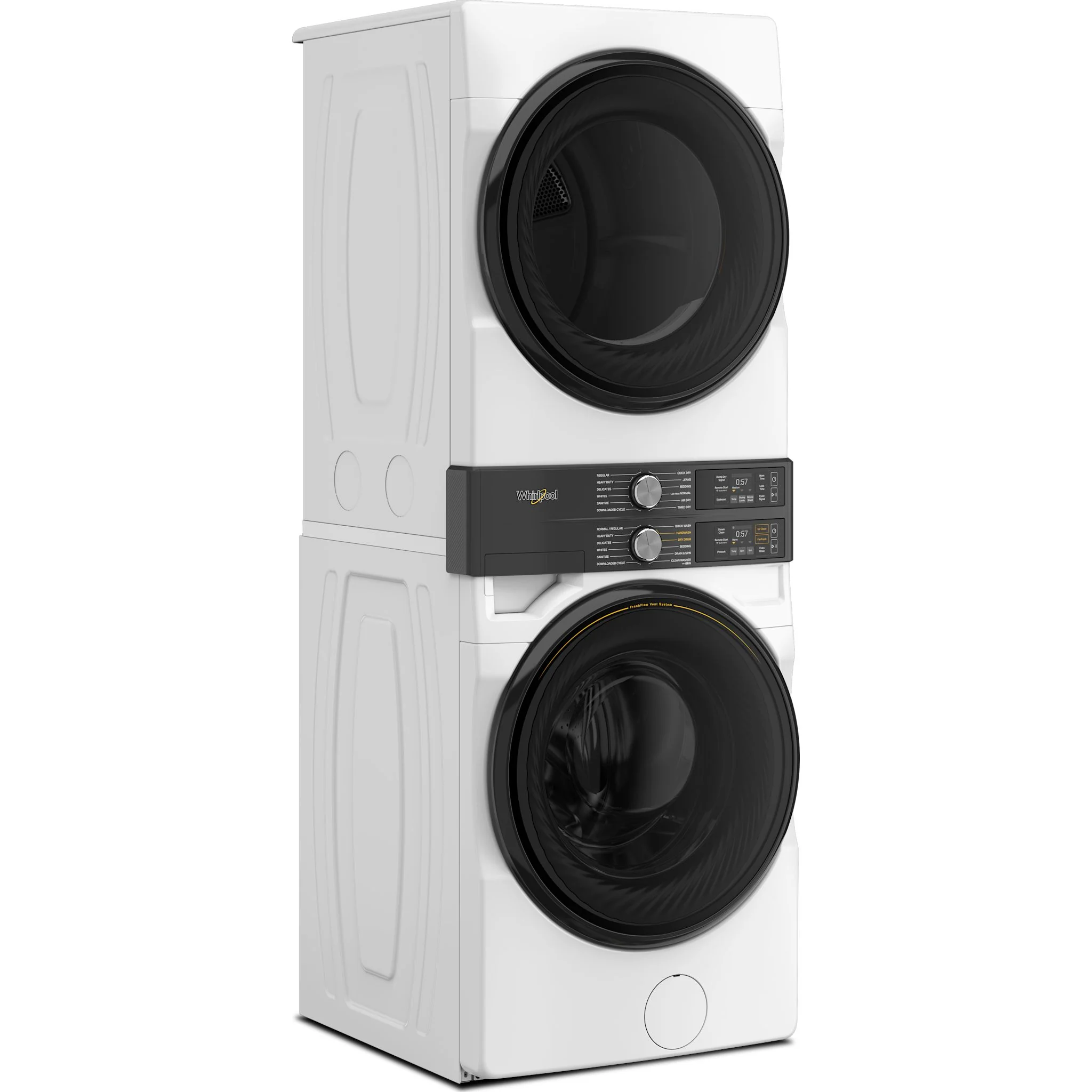Whirlpool Smart ENERGY STAR Front Load Laundry Tower, FreshFlow Vent & UV Clean, 5.2 cu. ft. Washer & 7.4 cu. ft. Electric Dryer - White (YWEF5727TW) - Image 3