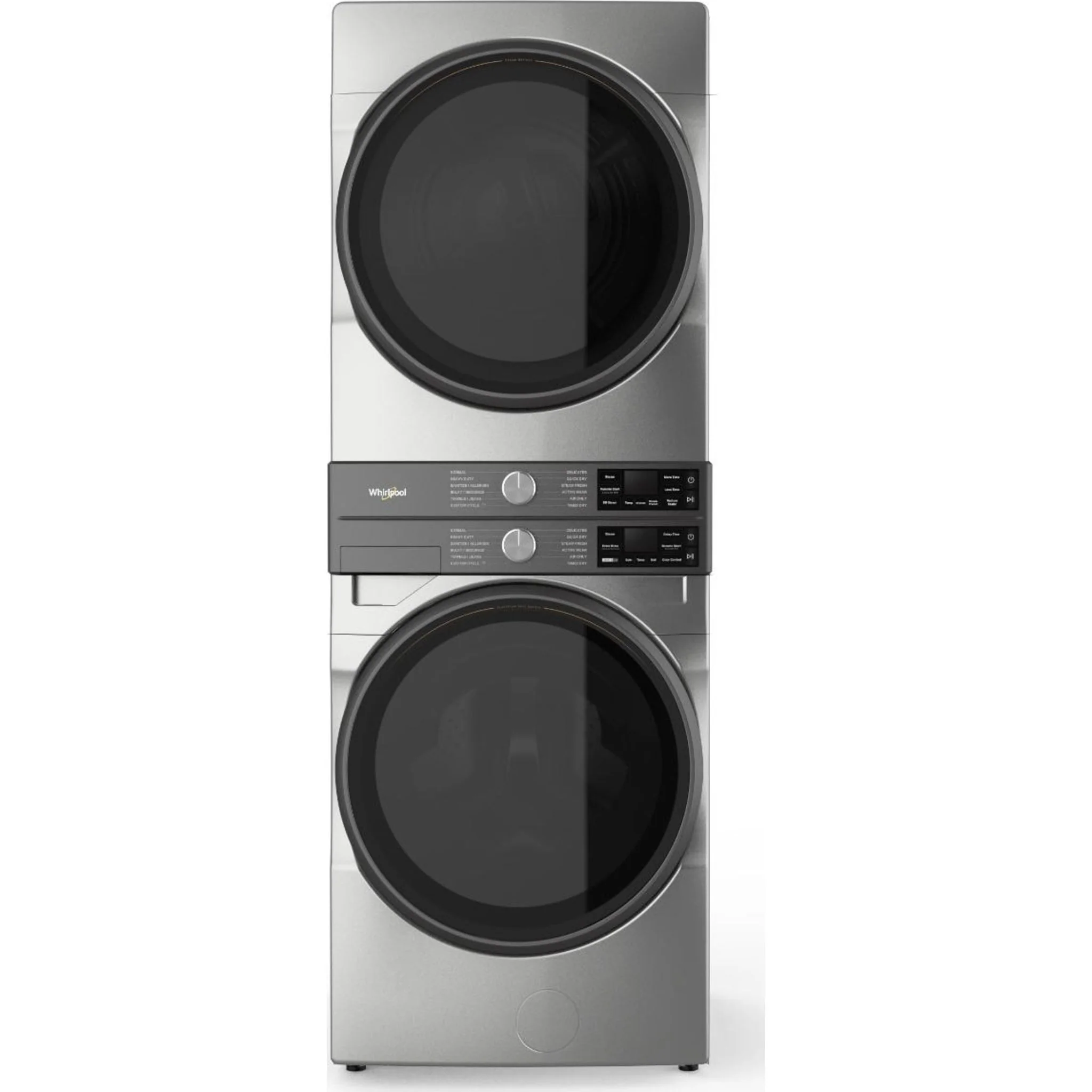 Whirlpool Smart ENERGY STAR Front Load Laundry Tower, 5.2 cu. ft. Washer & 7.4 cu. ft. Gas Dryer - Radiant Silver (WGF5727TR)