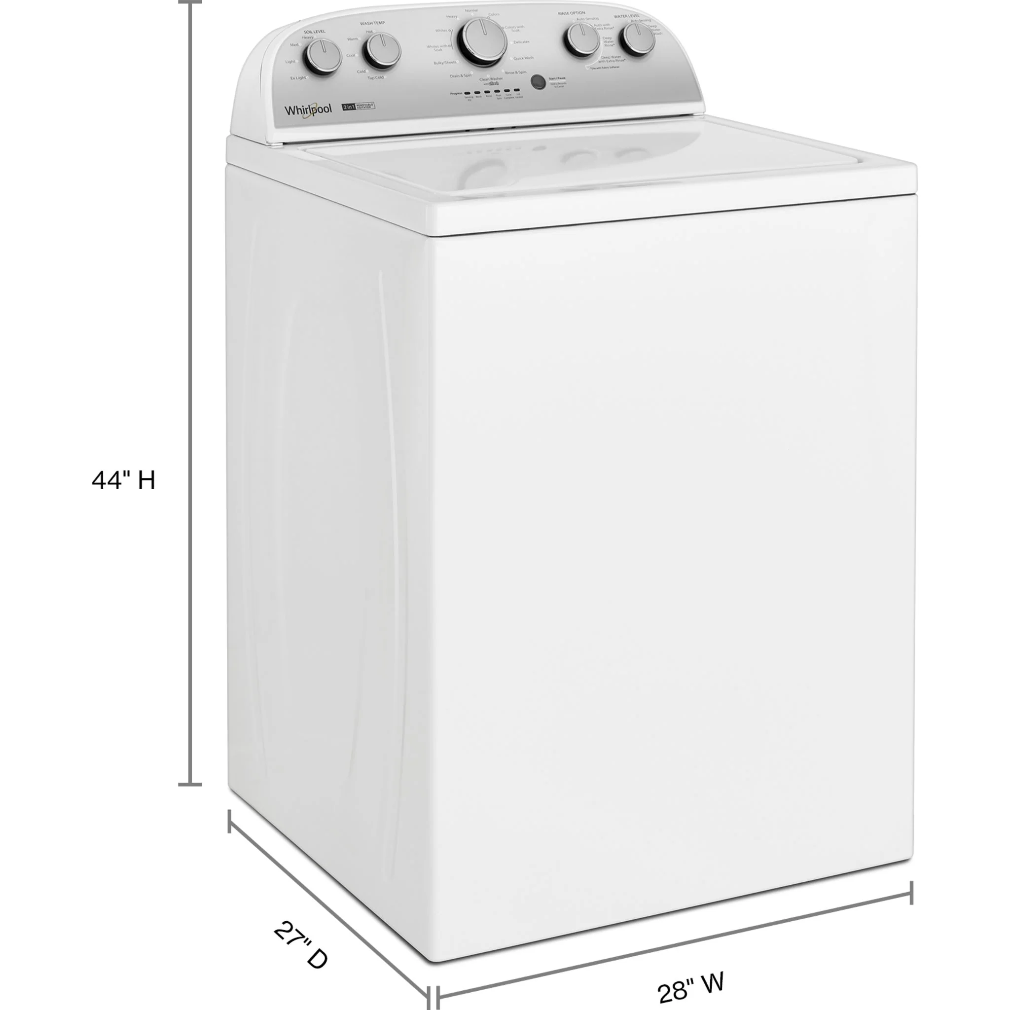 Whirlpool 4.5 cu.ft. Top Load Washer with Removable Agitator - White (WTW4957PW) - Image 4