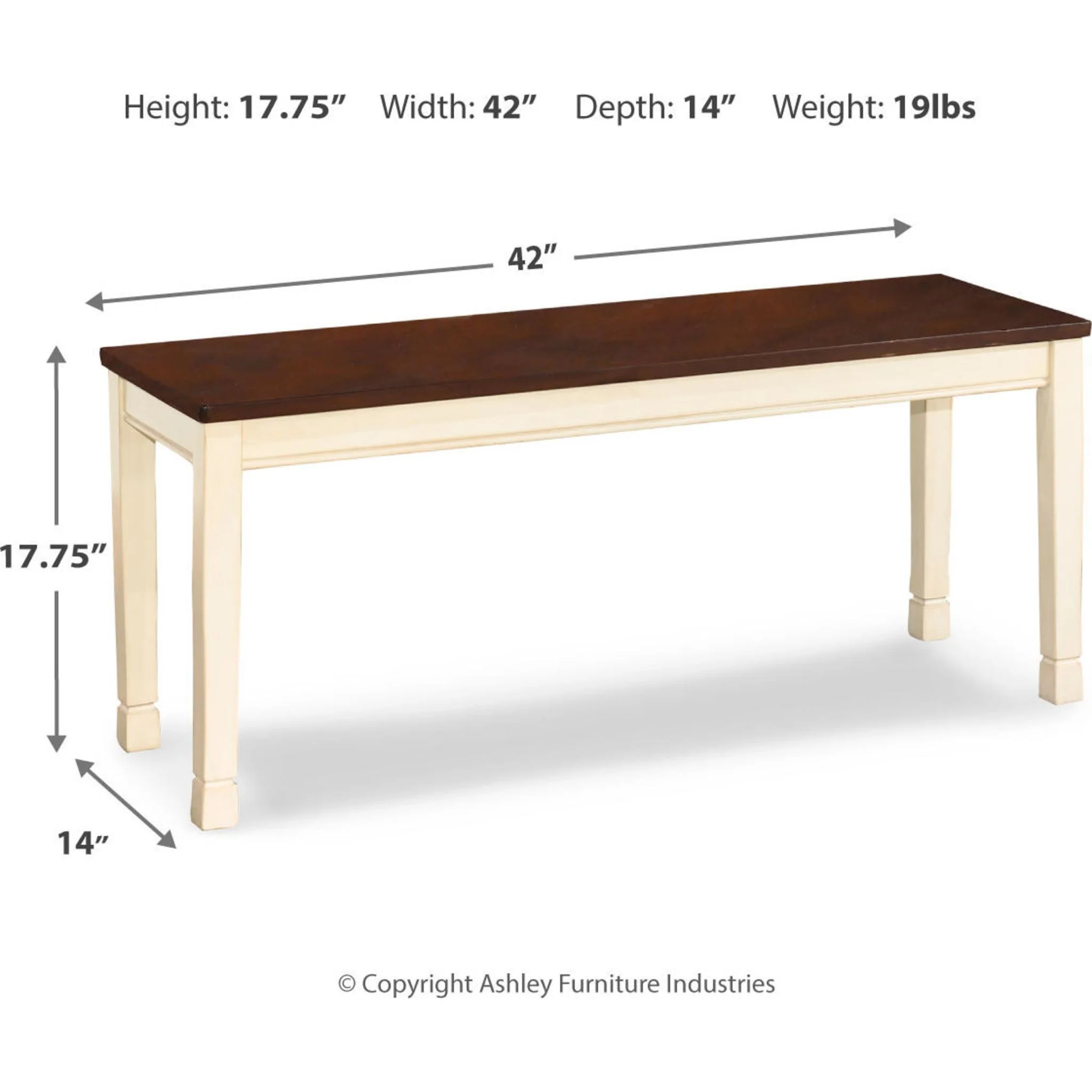 Whitesburg Dining Bench - Brown/Cottage White - (D583-00) - Image 27