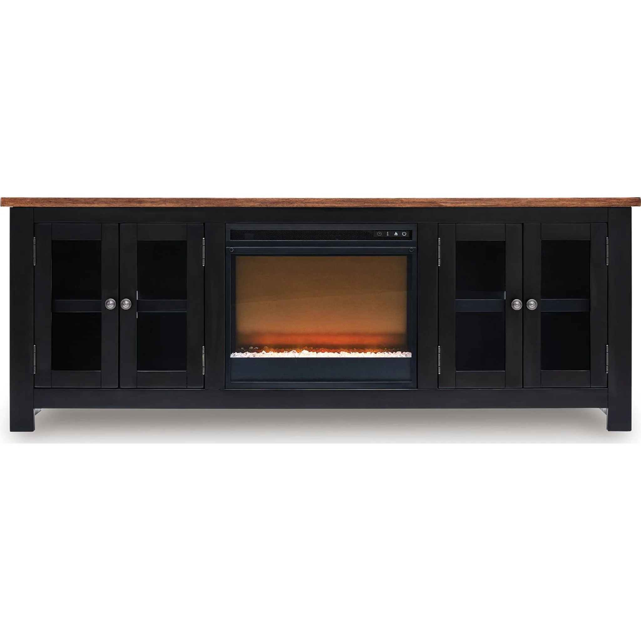 Wildenauer TV Stand with Fireplace - Brown/Black
