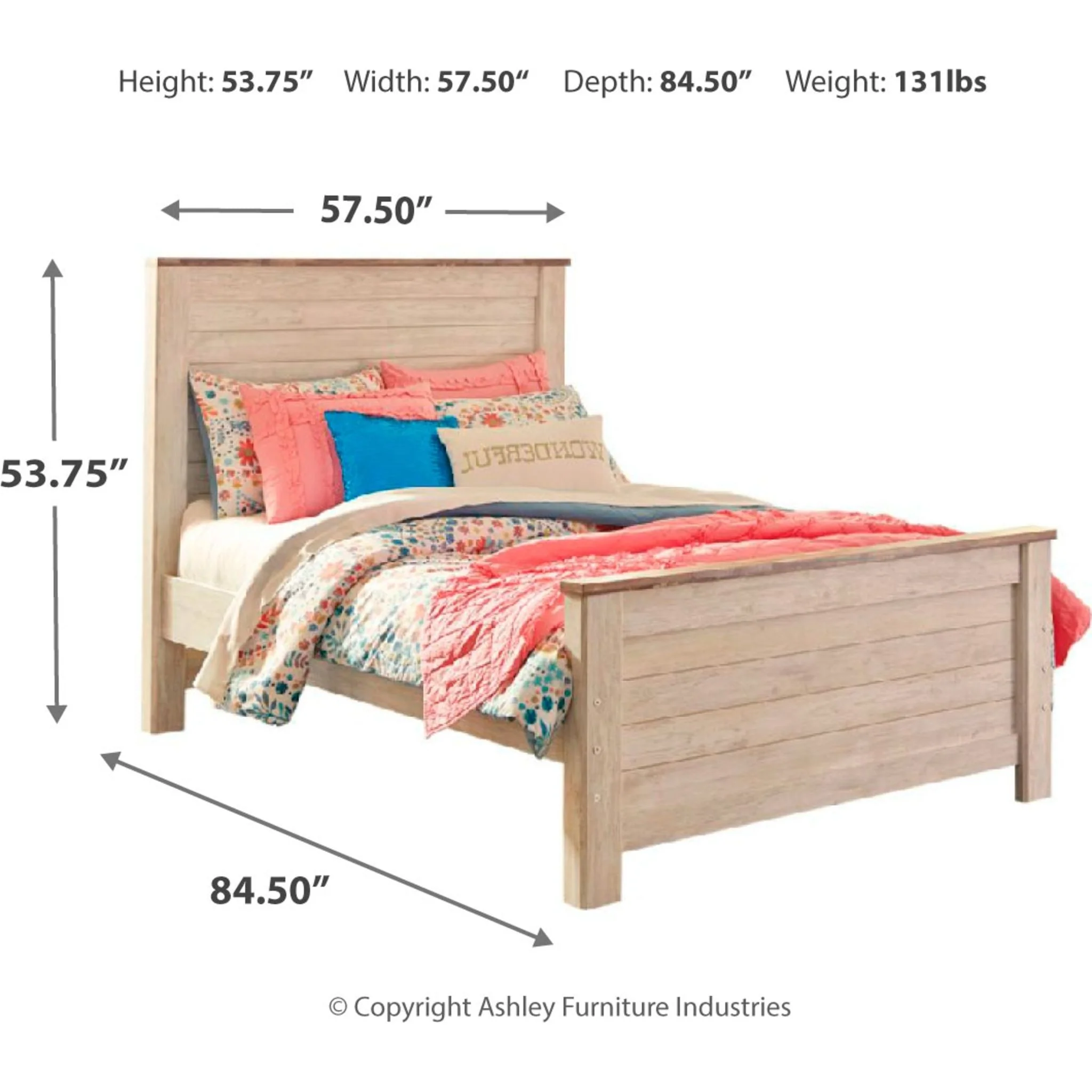 Willowton Panel Bed - Whitewash - Image 4