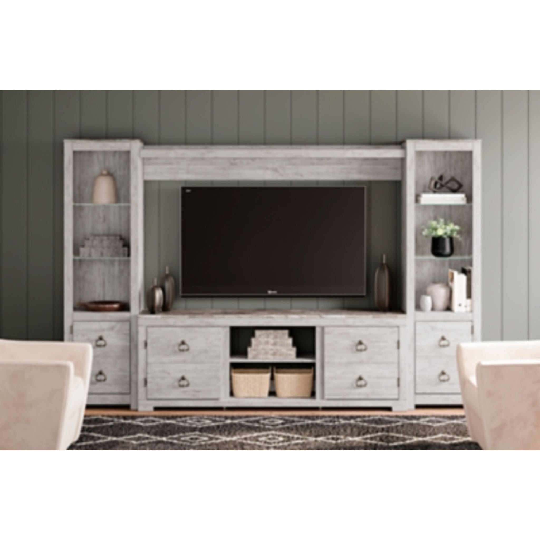 Willowton 4 Piece Entertainment Unit - Whitewash - Image 2