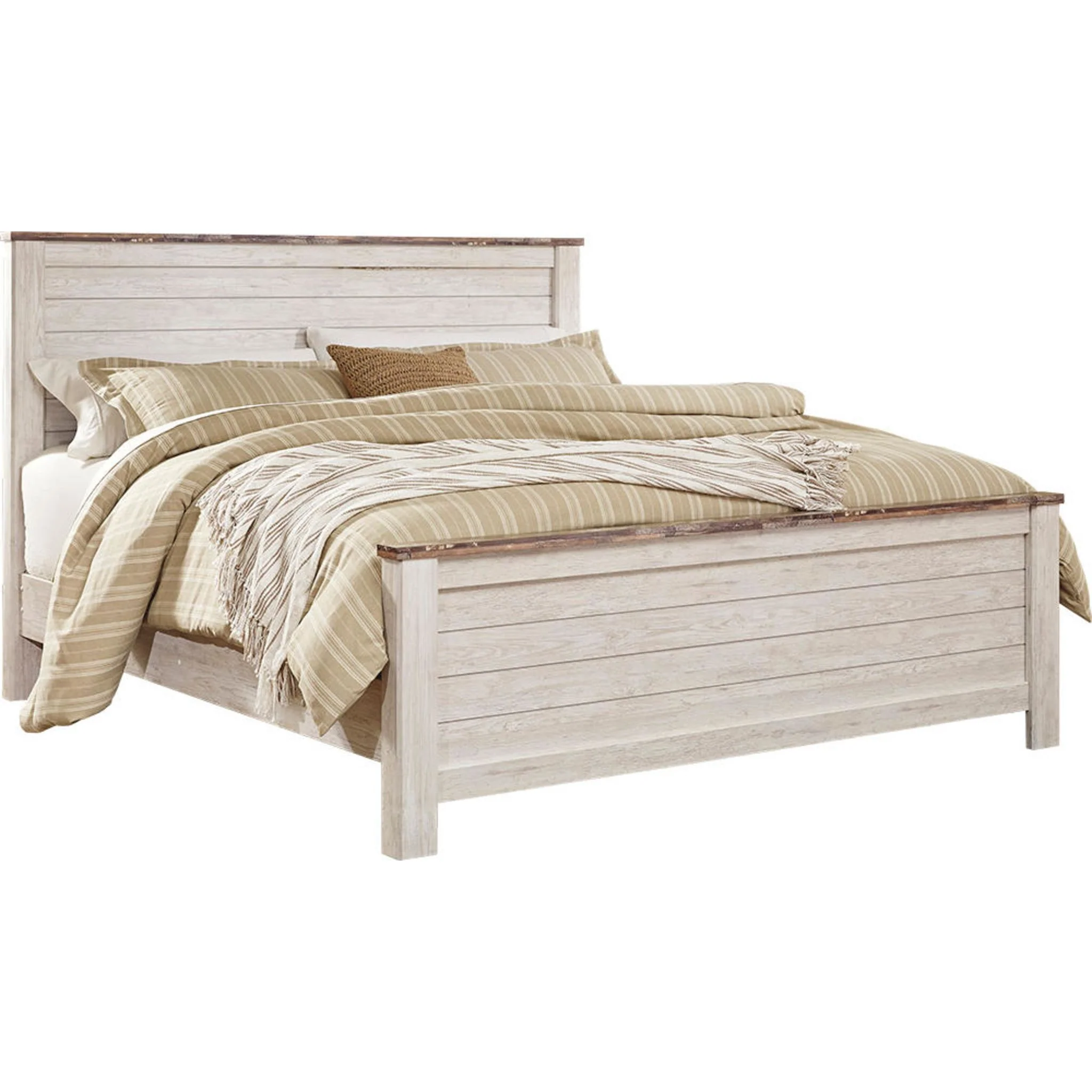 Willowton 5 Piece King Panel Bedroom - Whitewash - Image 13
