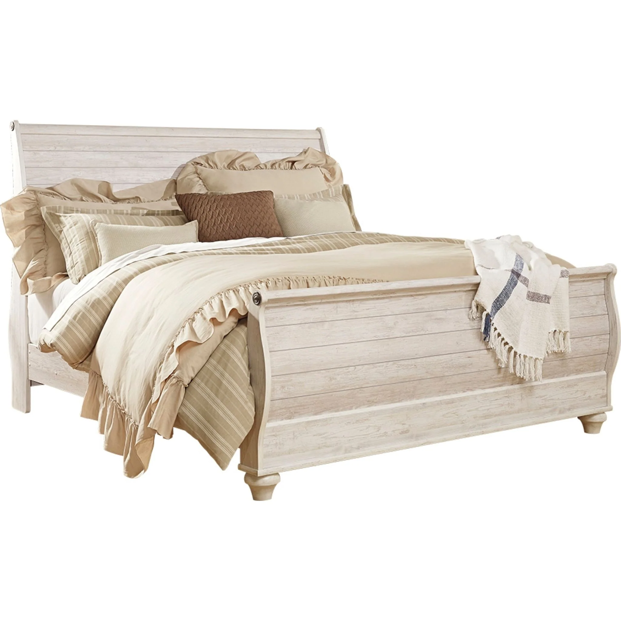 Willowton 5 Piece King Sleigh Bedroom - Whitewash - Image 5