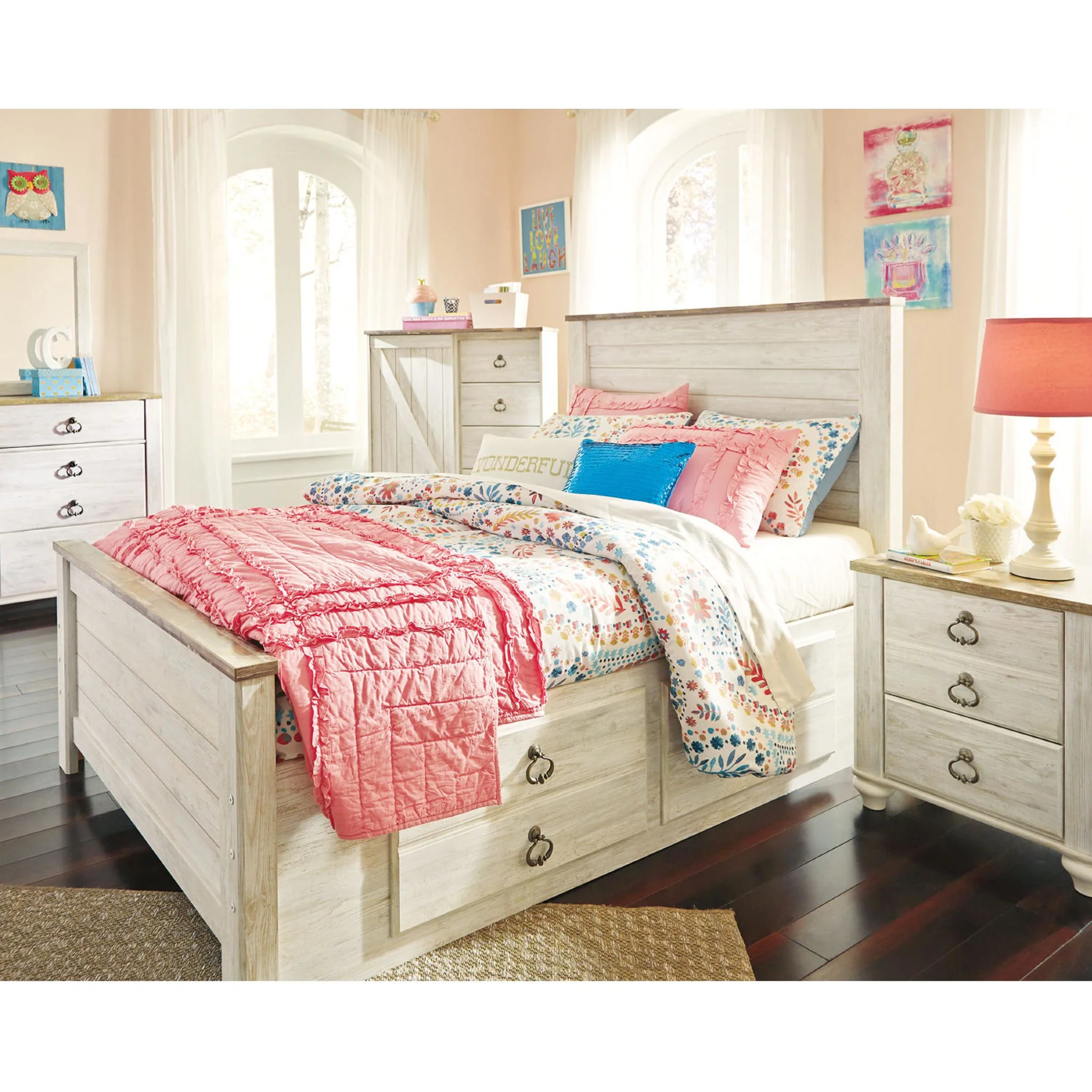 Willowton Full Panel Headboard - Whitewash - Image 20